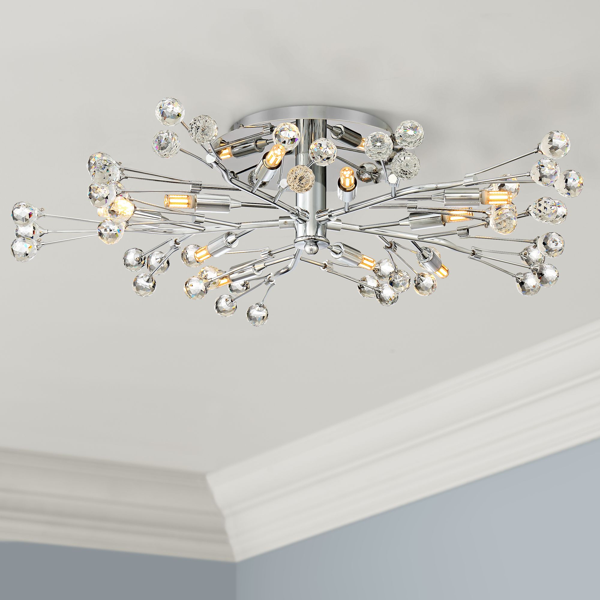 Possini Euro Crystal Berry Chrome 10-Light LED Ceiling Light