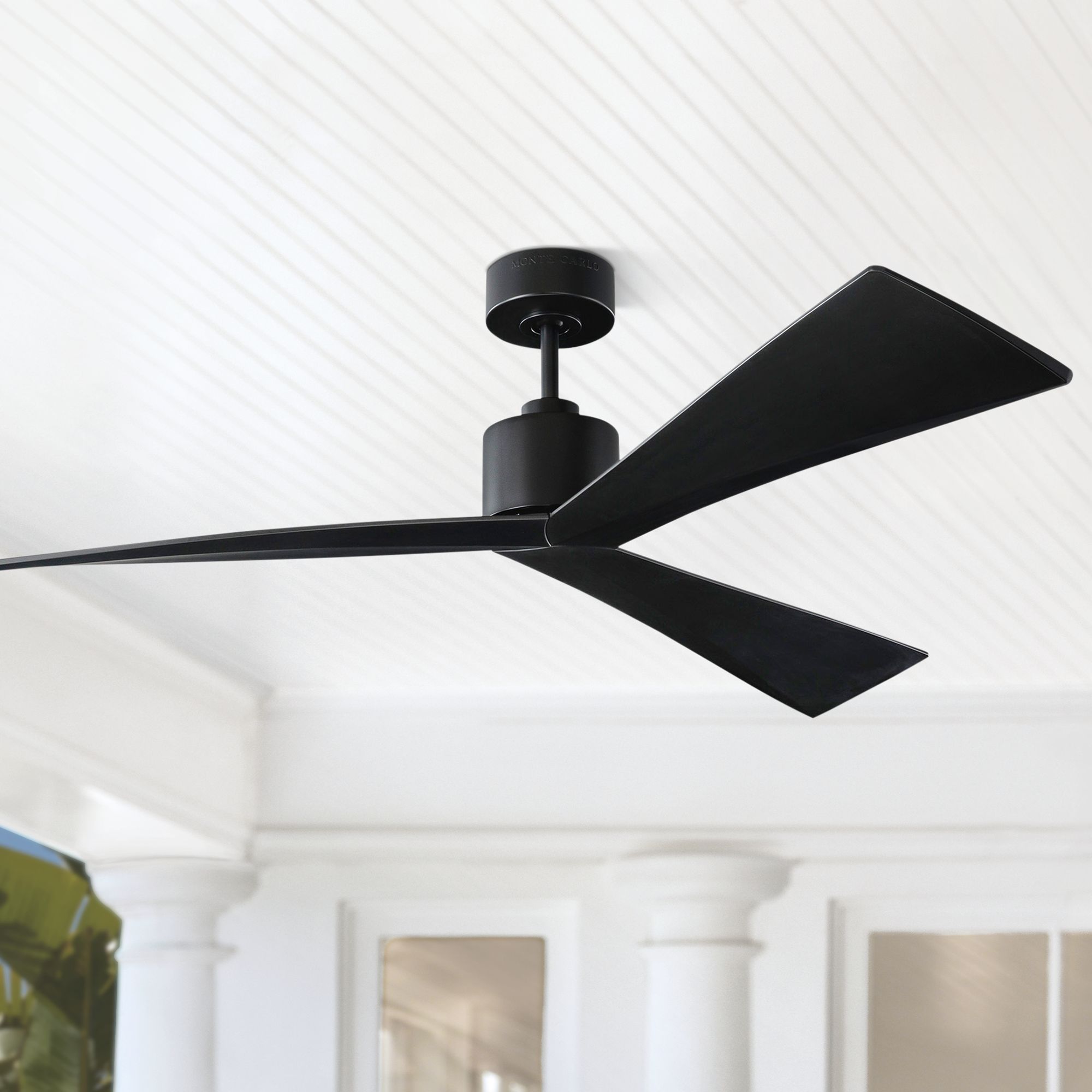 60" Monte Carlo Adler Matte Black Damp Rated Ceiling Fan