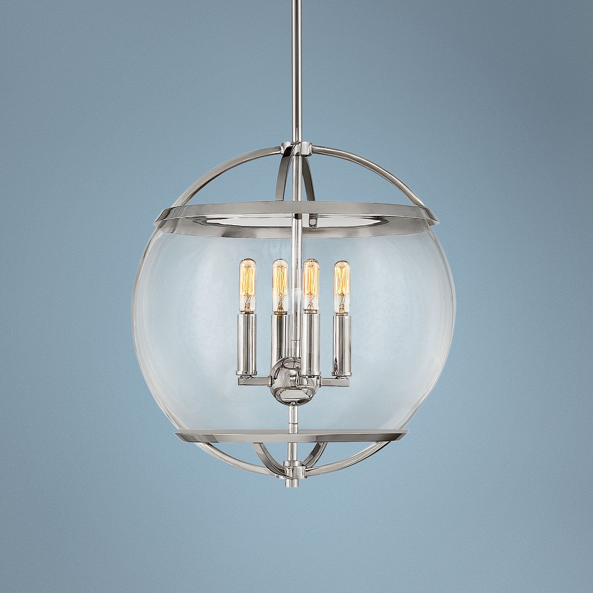Hinkley Calvin 15" Wide Polished Nickel 4-Light Orb Pendant