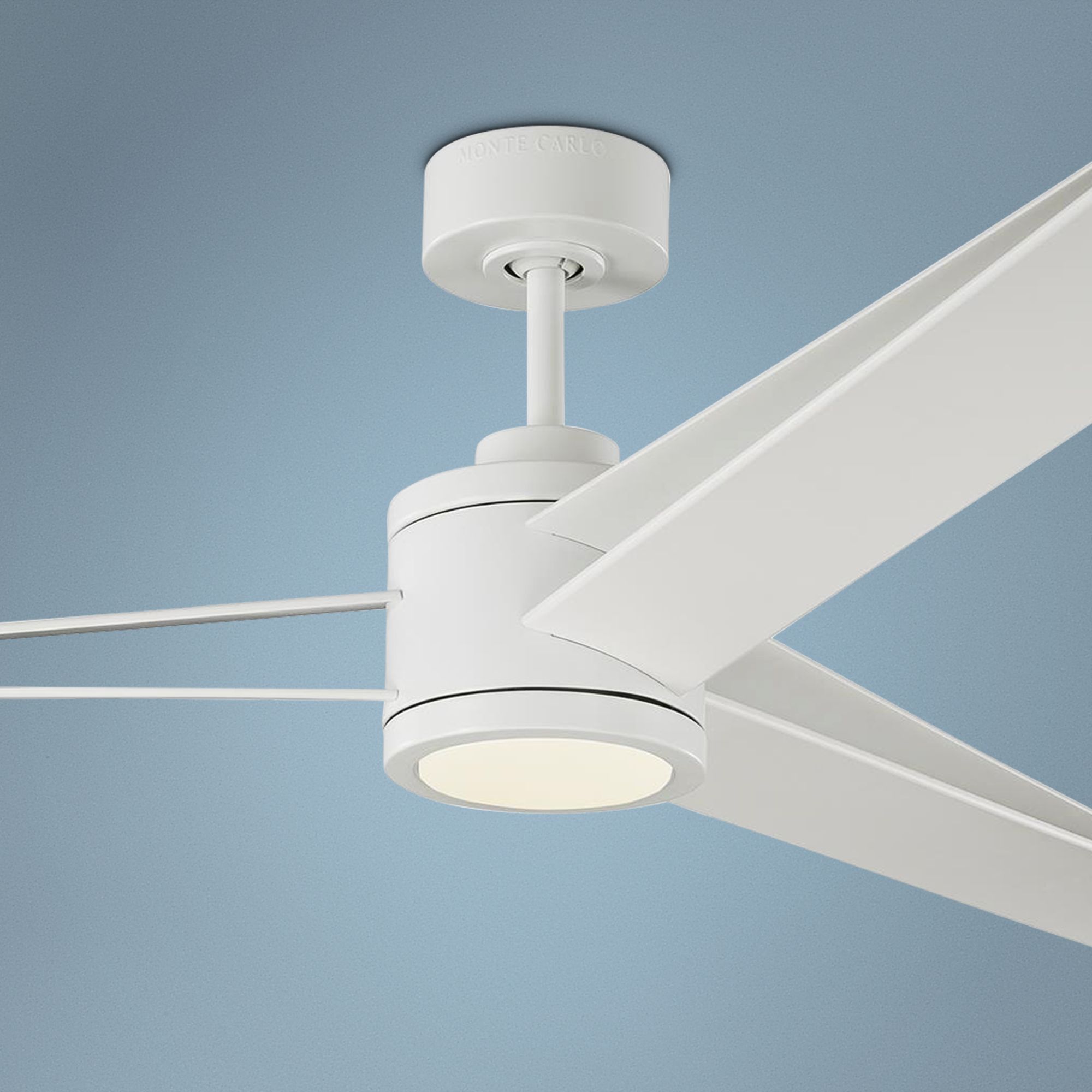 60" Monte Carlo Armstrong Matte White LED Damp Ceiling Fan