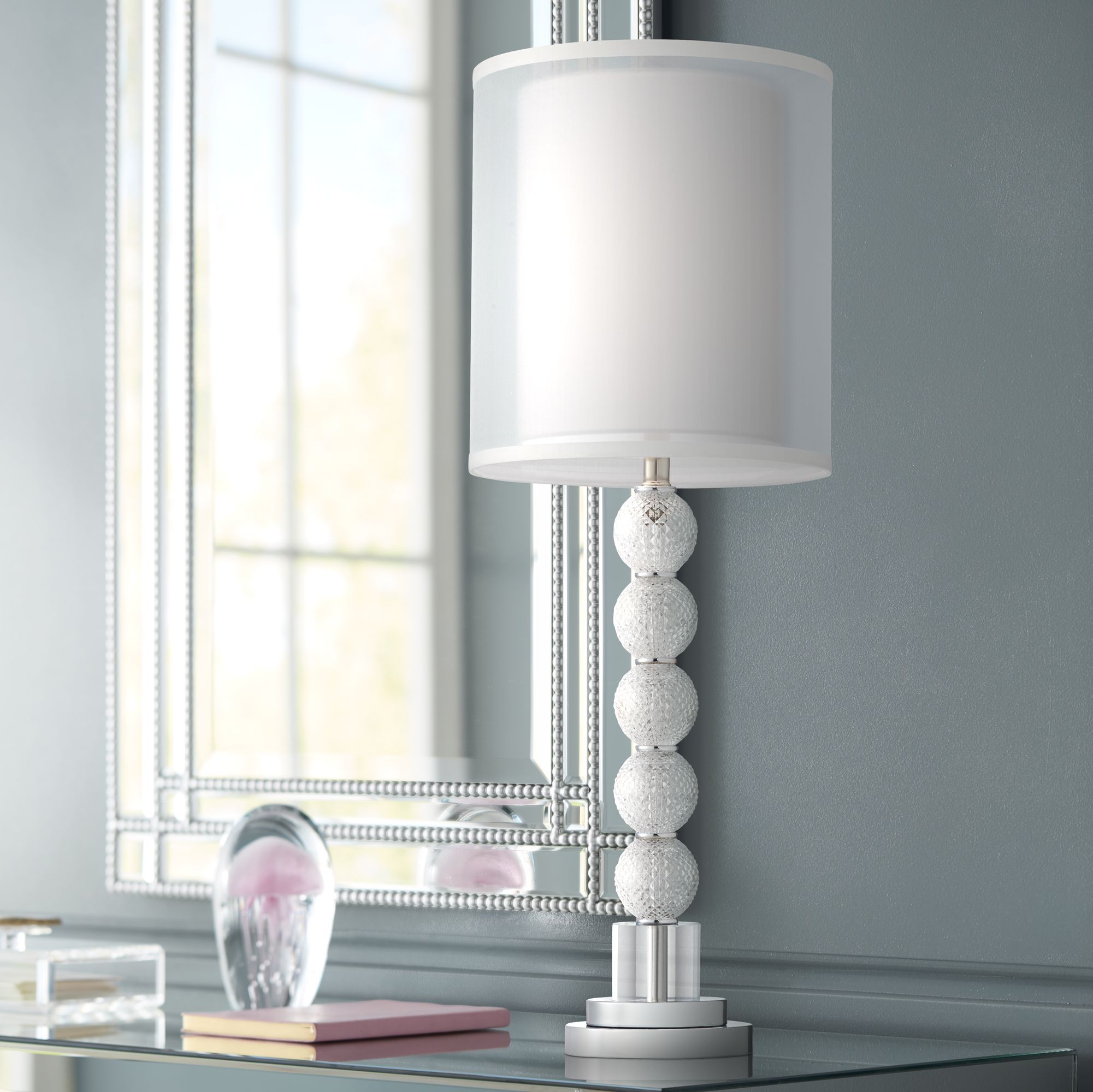 Chelsea Clear Faceted Glass Ball Table Lamp