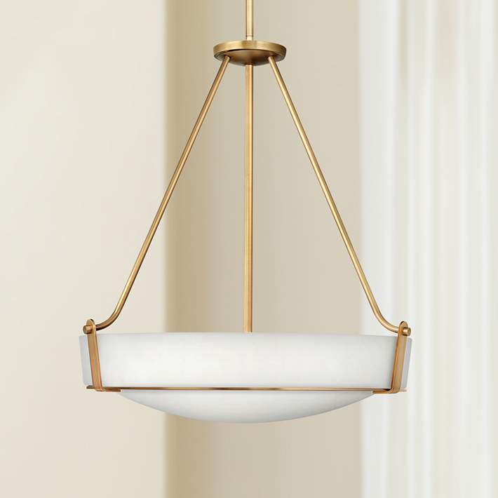Heritage Brass w/ Etched Glass Hinkley Hathaway Collection Four Light Medium Pendant
