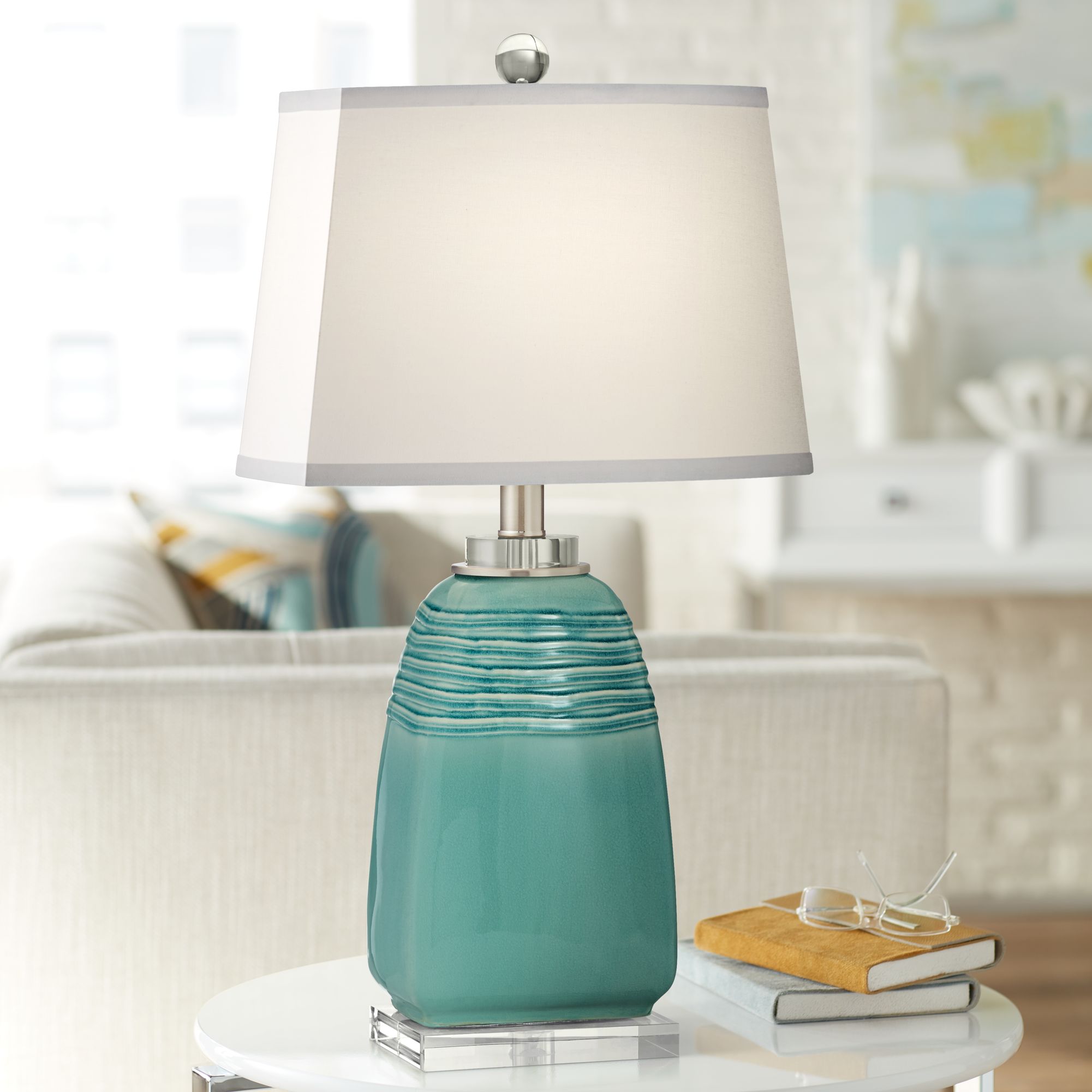 Beaufort Turquoise Wrinkle Ceramic Table Lamp