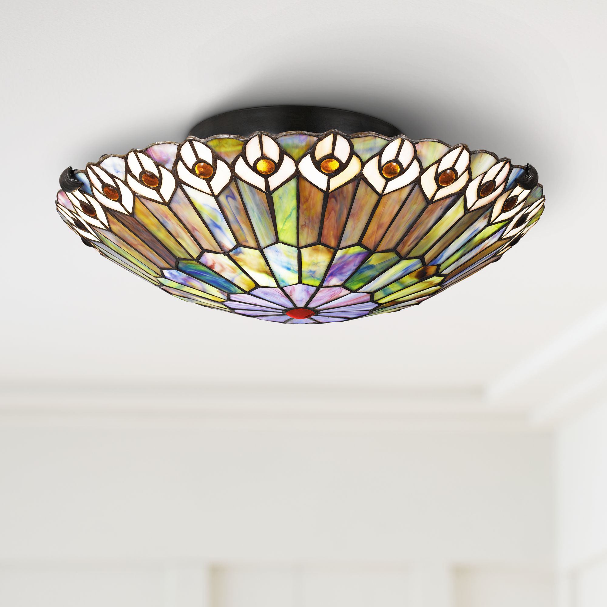 flush mount stained glass ceiling light