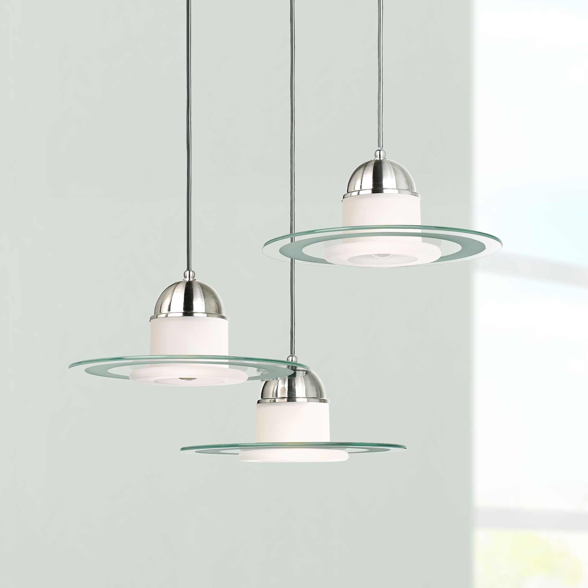 Brushed Nickel Saucer Pendant Chandelier