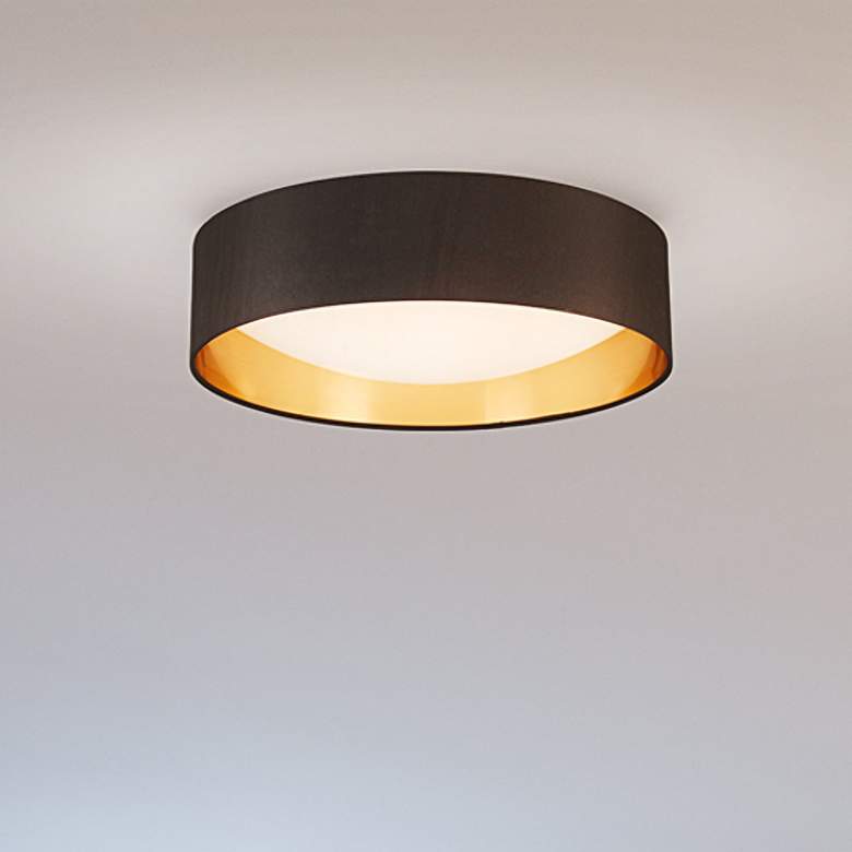 Eglo Orme 16&quot; Wide Black and Gold LED Ceiling Light