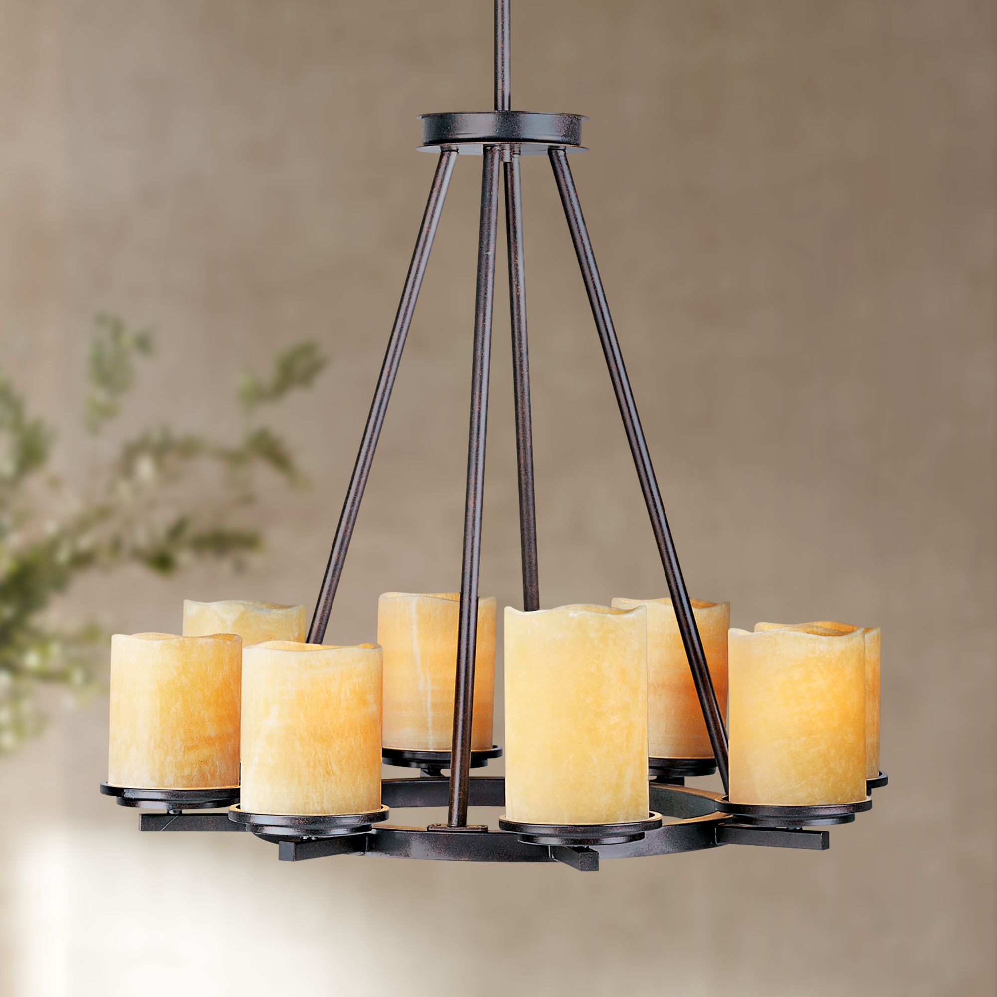 Luminous Rustic Ebony Finish 8-Light 25" Wide Chandelier