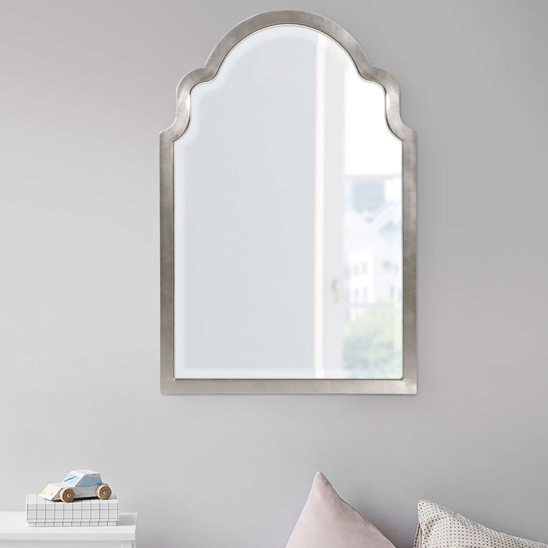 Howard Elliott Sultan Silver 24" x 36" Arch Wall Mirror