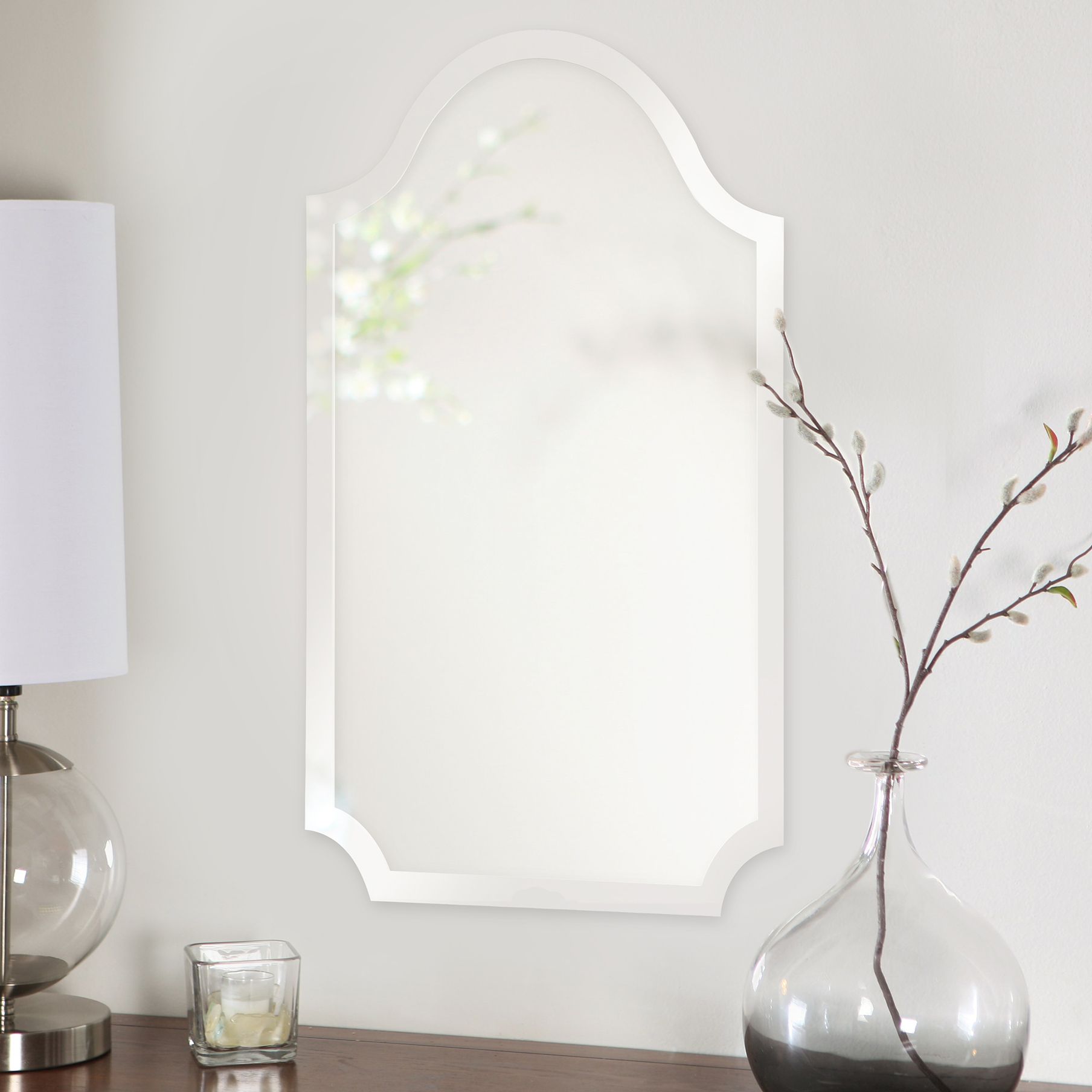 Howard Elliott Frameless Scalloped 16"x27" Wall Mirror