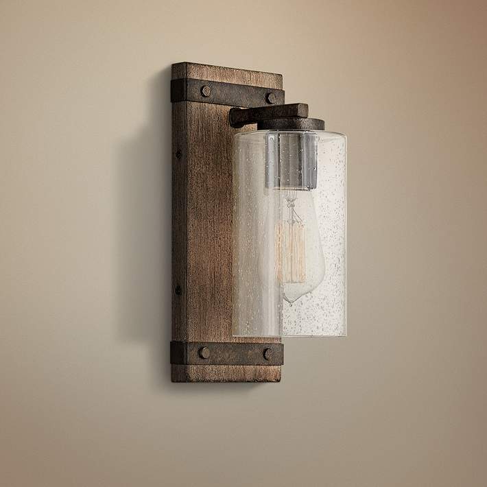 Hinkley Sawyer 11 High Sequoia Wood, Wooden Wall Sconce