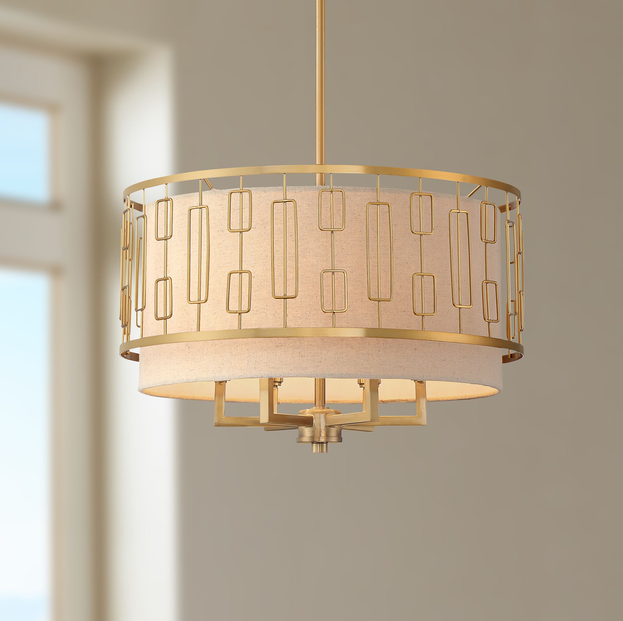 Colfax 18" Wide Warm Antique Brass Drum Pendant Light