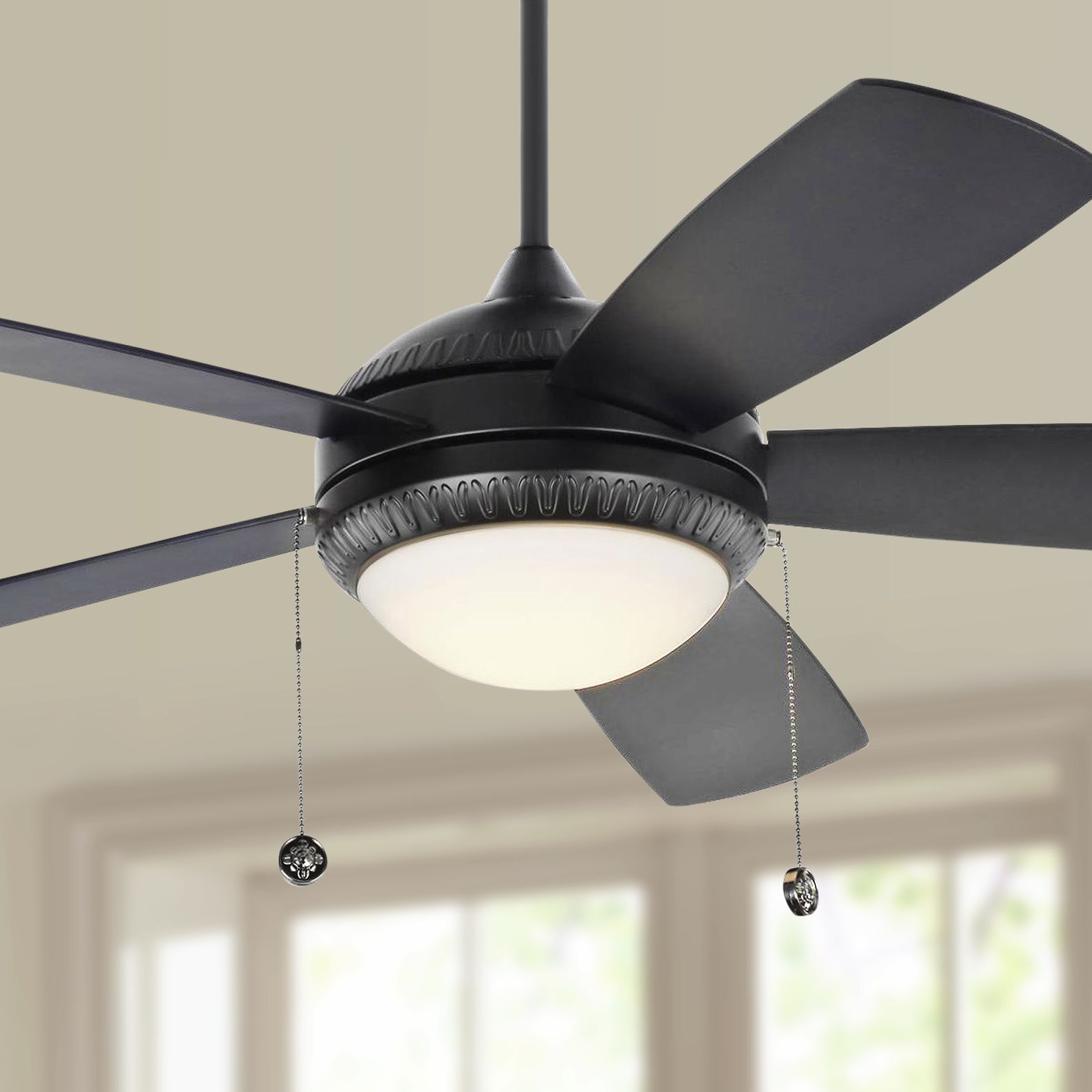 52 Monte Carlo Discus Ornate Matte Black Led Ceiling Fan
