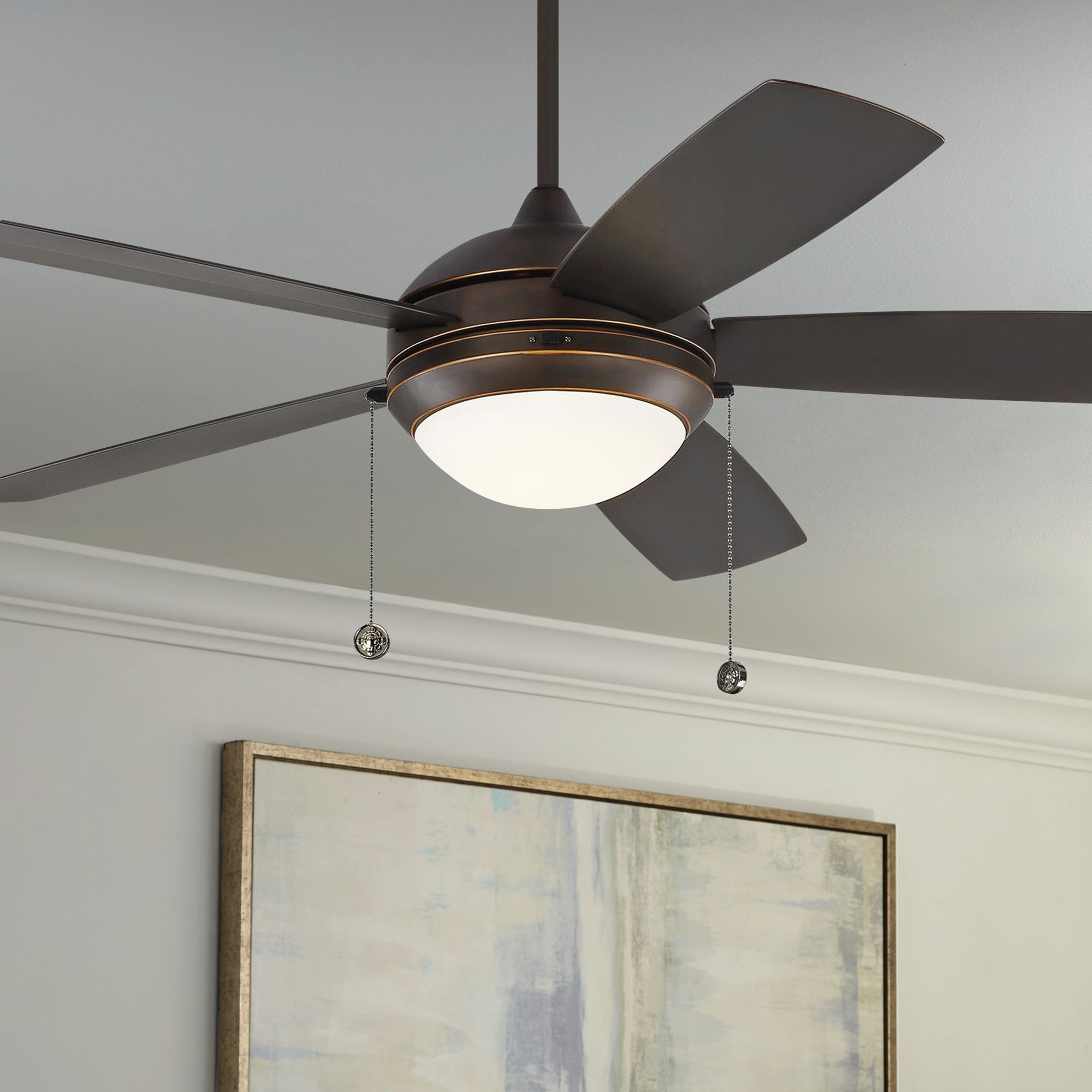 52 Monte Carlo Discus Roman Bronze Led Outdoor Ceiling Fan