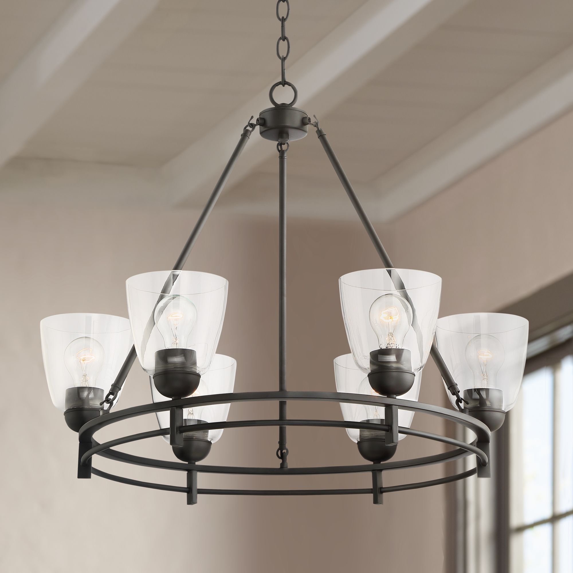 Desdemona 28 1/2" Wide Bronze Open Ring 6-Light Chandelier