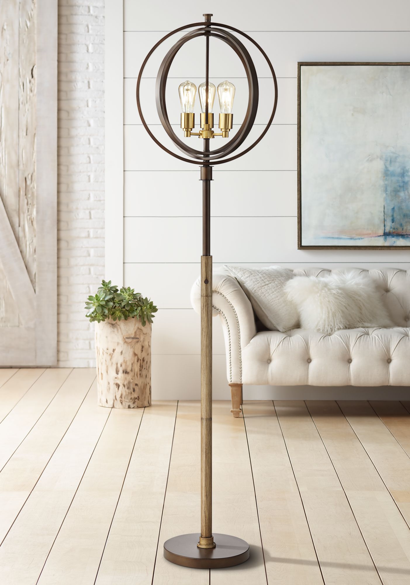 Becket Industrial Floor Lamp with Edison Bulbs