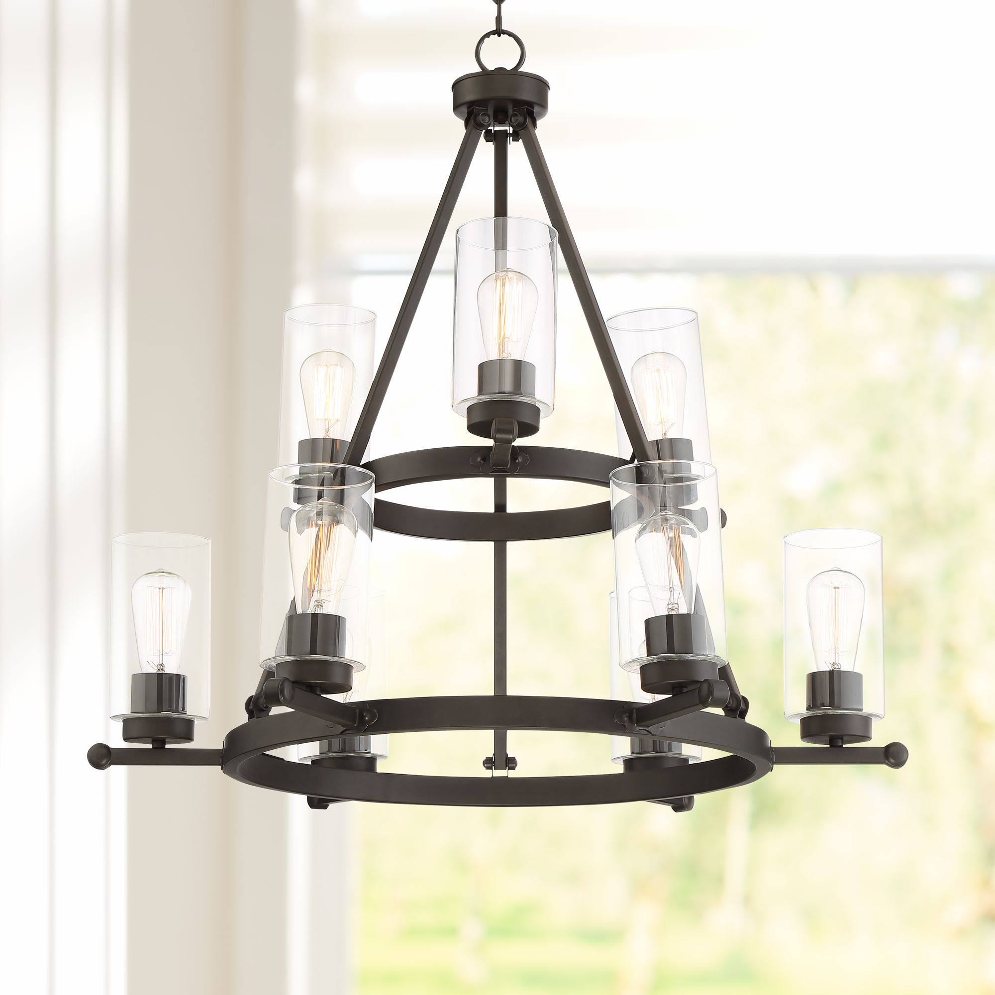 Holman 31" Wide Bronze Round 2-Tier 9-Light Chandelier