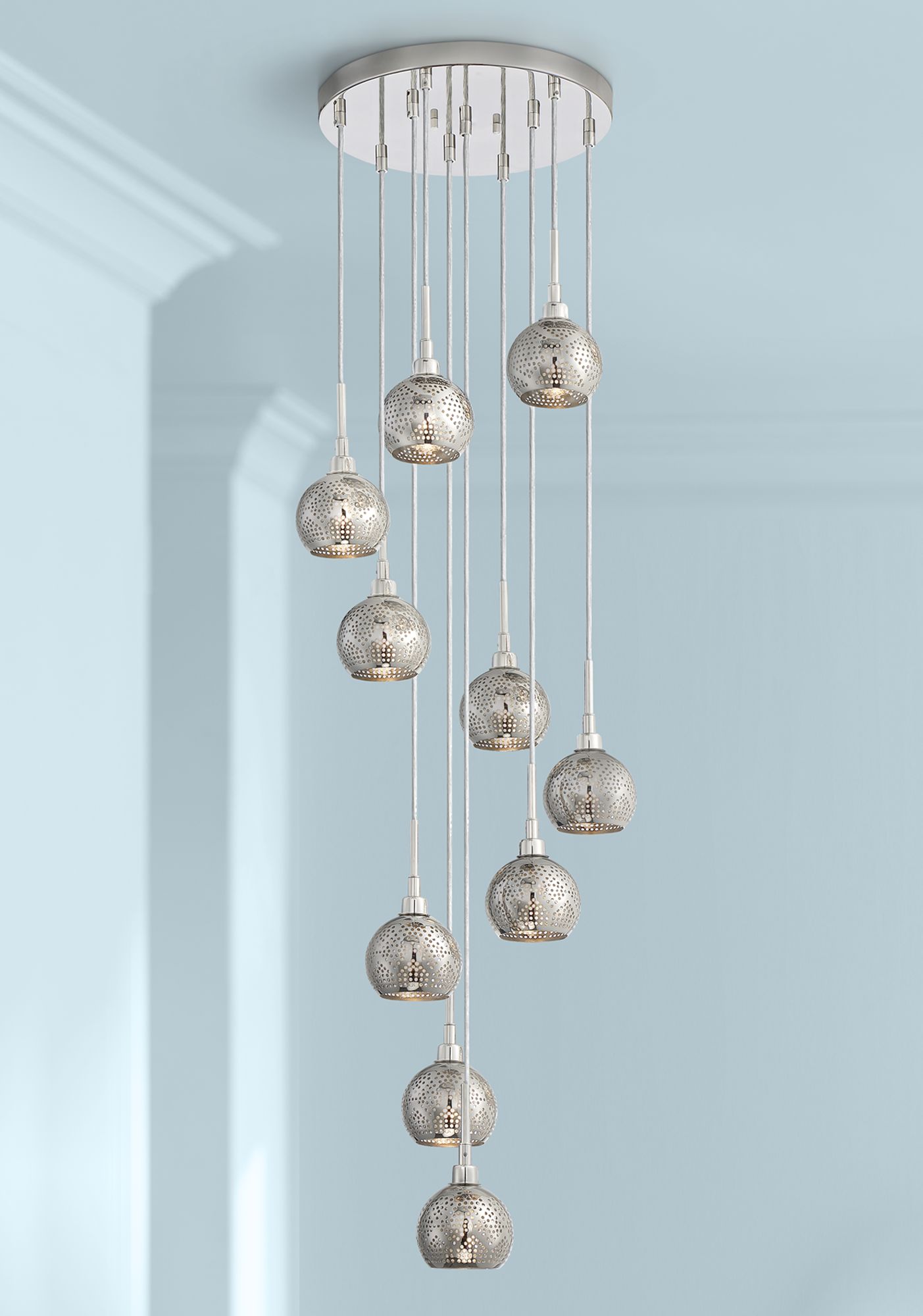 Jango 13" Wide Polished Nickel LED Multi Light Pendant