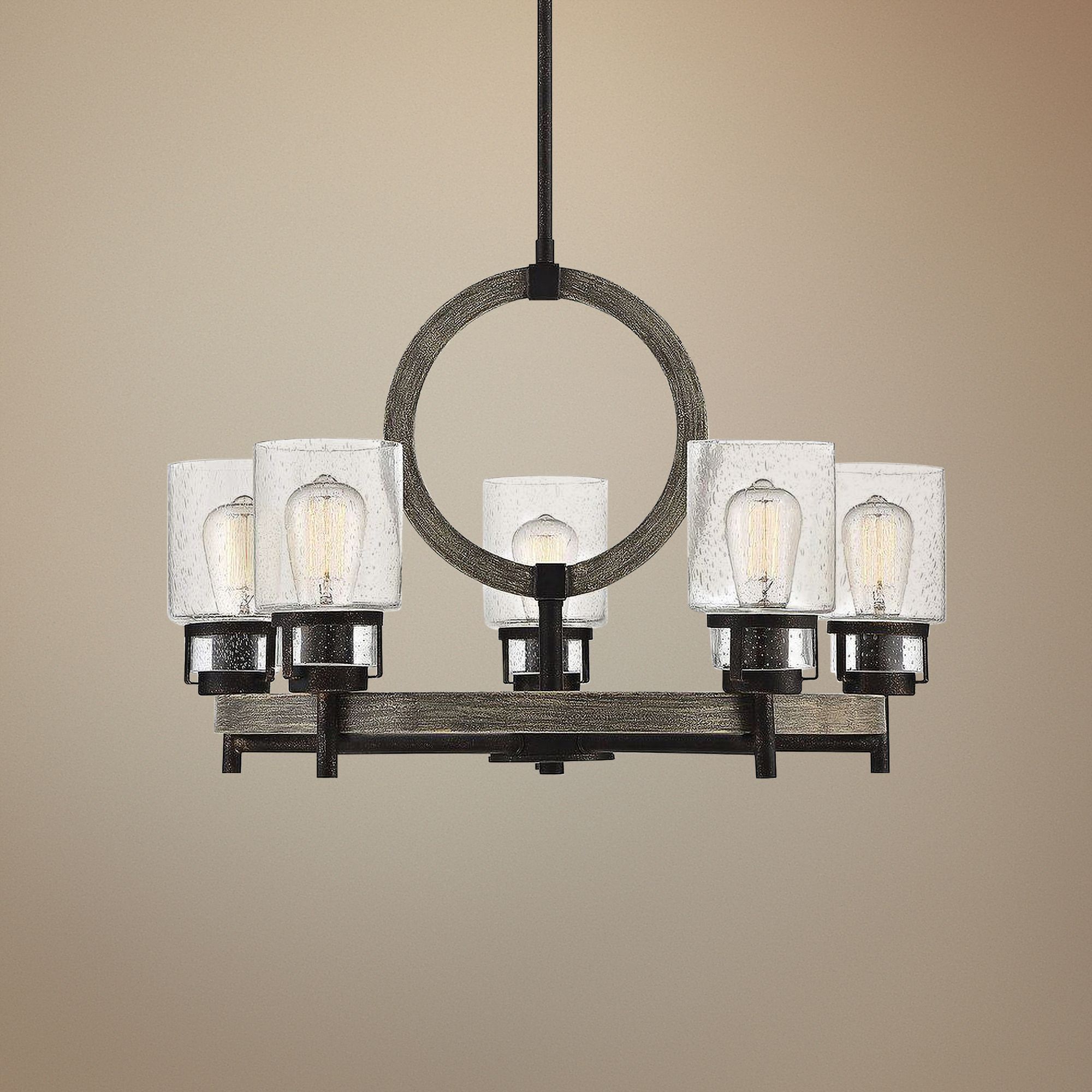 Hartman 26 1/2" Wide Noblewood and Iron 5-Light Chandelier