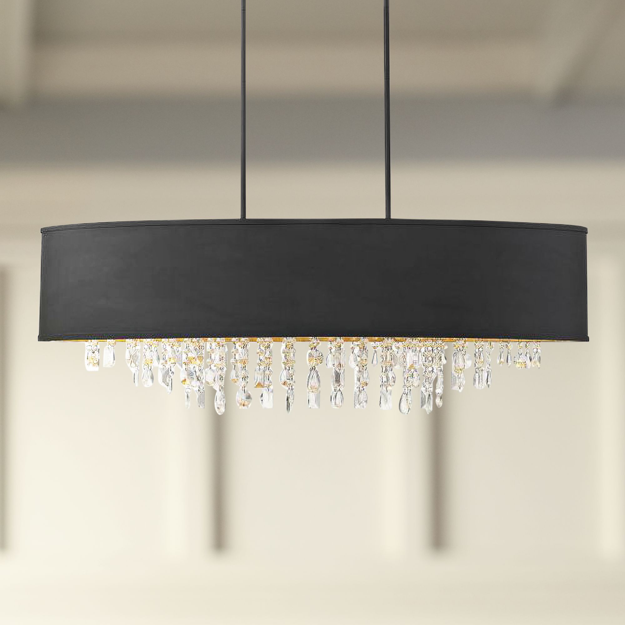 Sparkler 44" Wide Black Oval Kitchen Island Light Chandelier