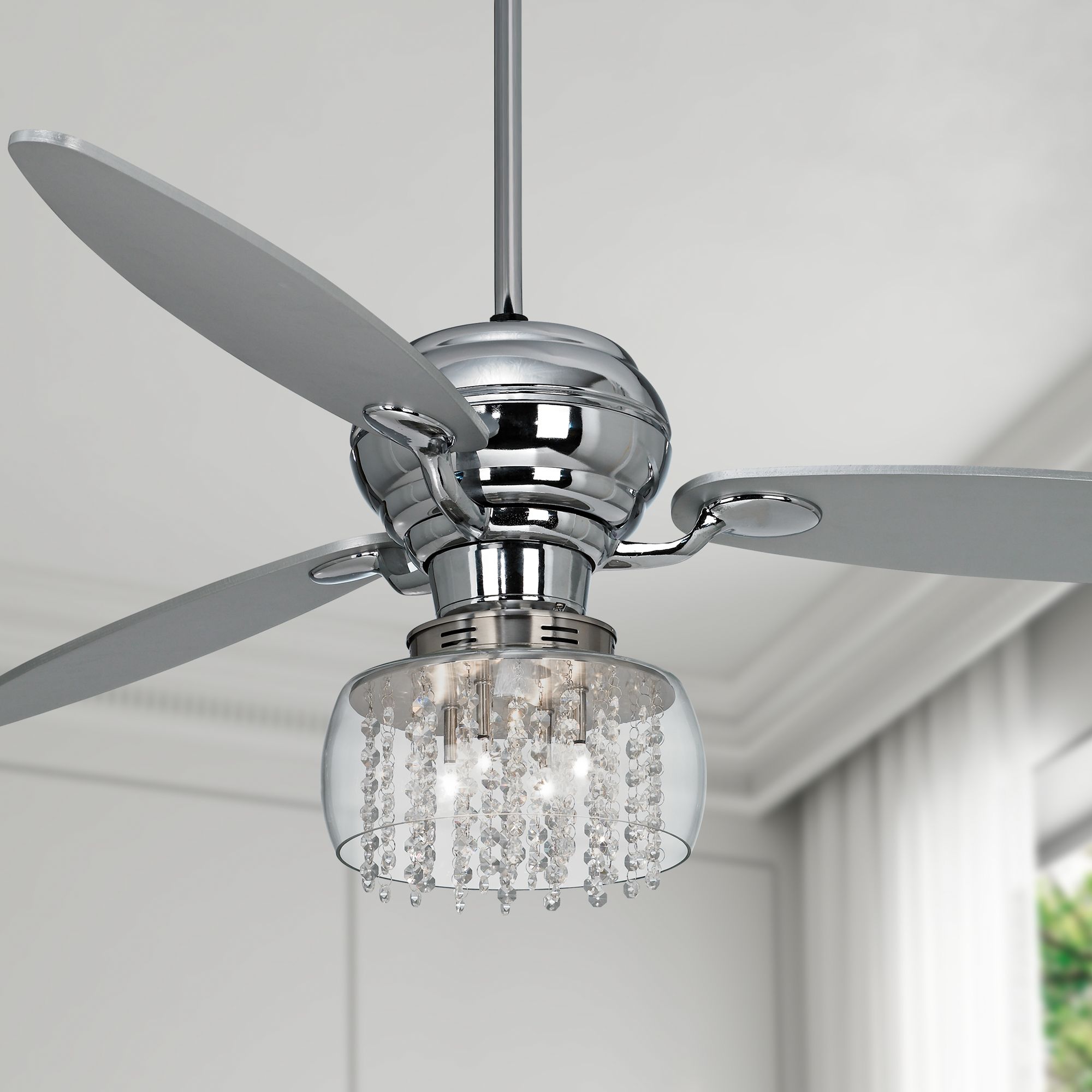 60" Spyder Chrome Crystal Rainfall LED Ceiling Fan