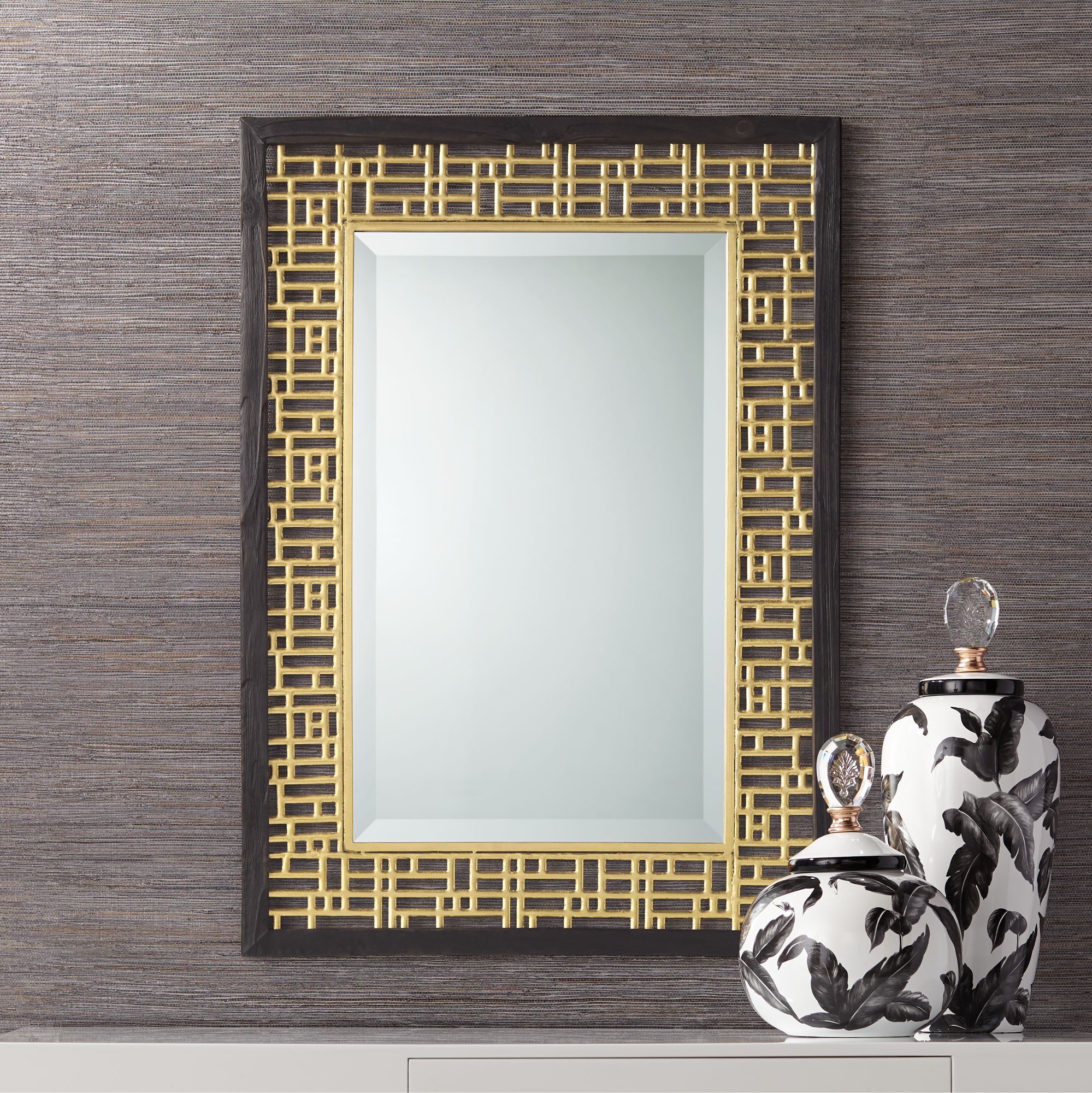 Freja  24 3/4" x 34 Gold Openwork Wall Mirror