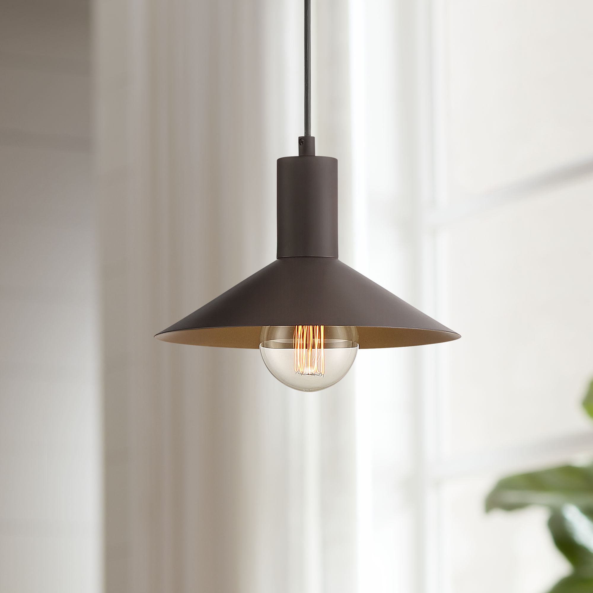 Belaire 9 3/4" Wide Bronze and Warm Brass Mini Pendant Light