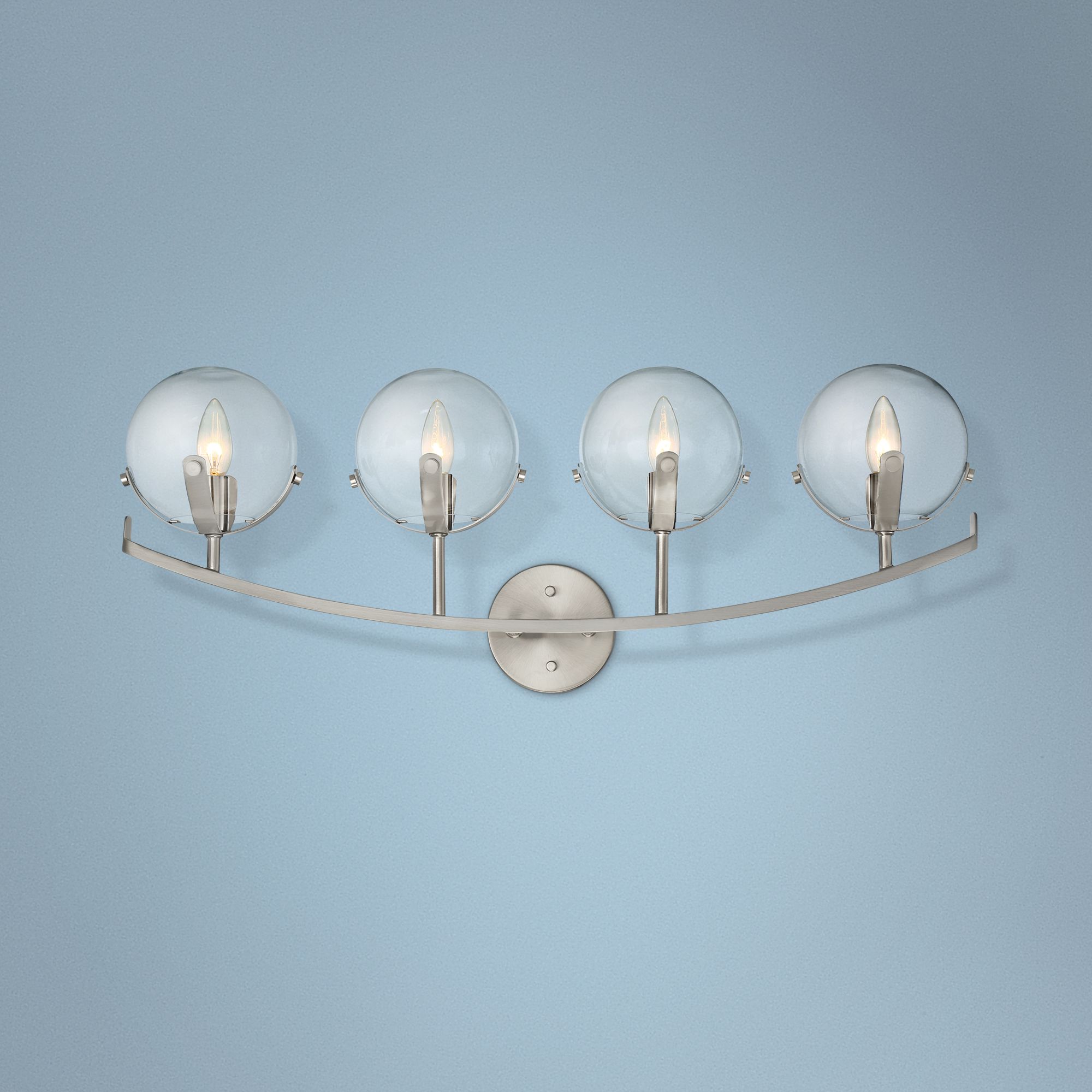 Spyglass 30" Wide Satin Platinum 4-Light Vanity Bath Light