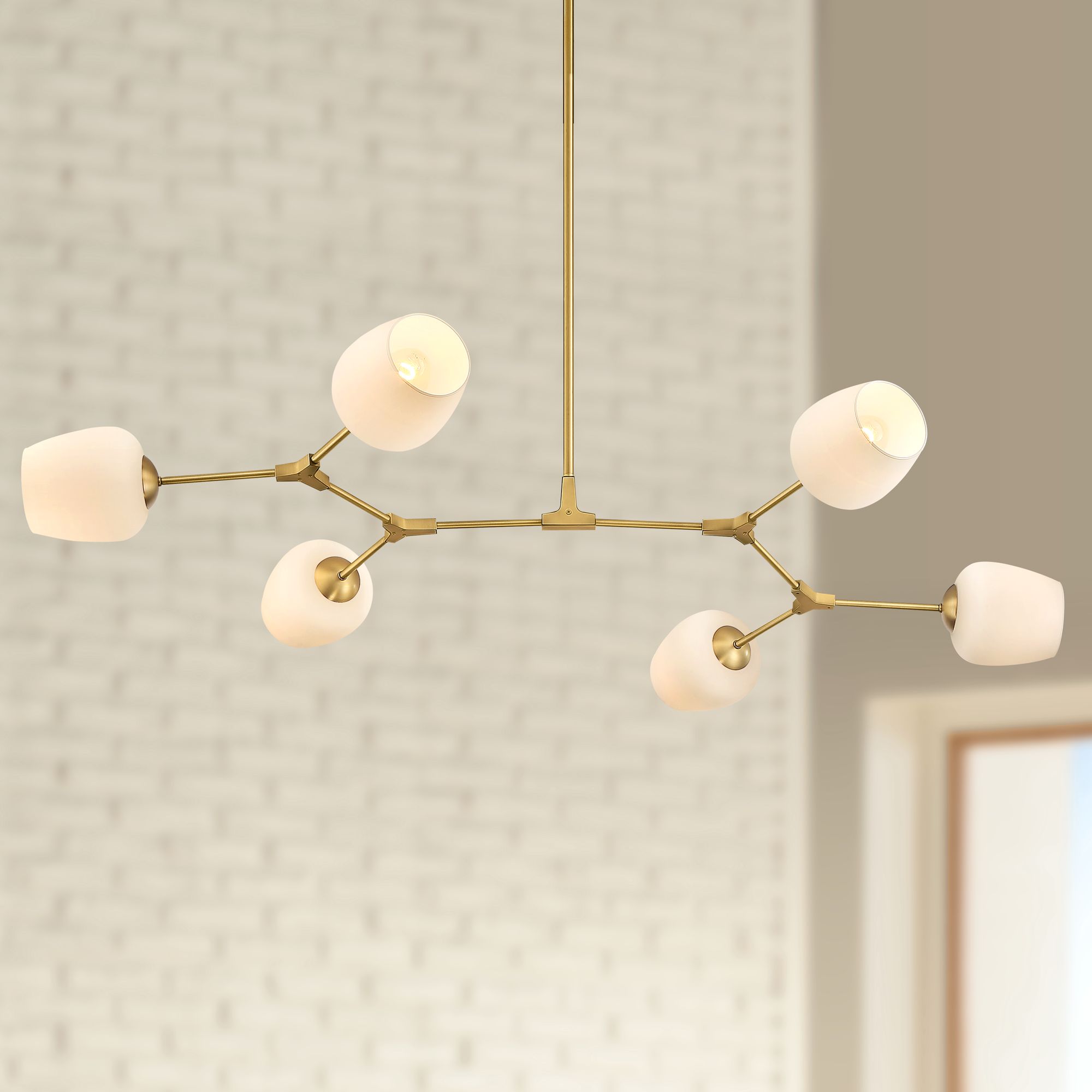 Draper 53 1/2" Wide Warm Brass 6-Light Pendant Light