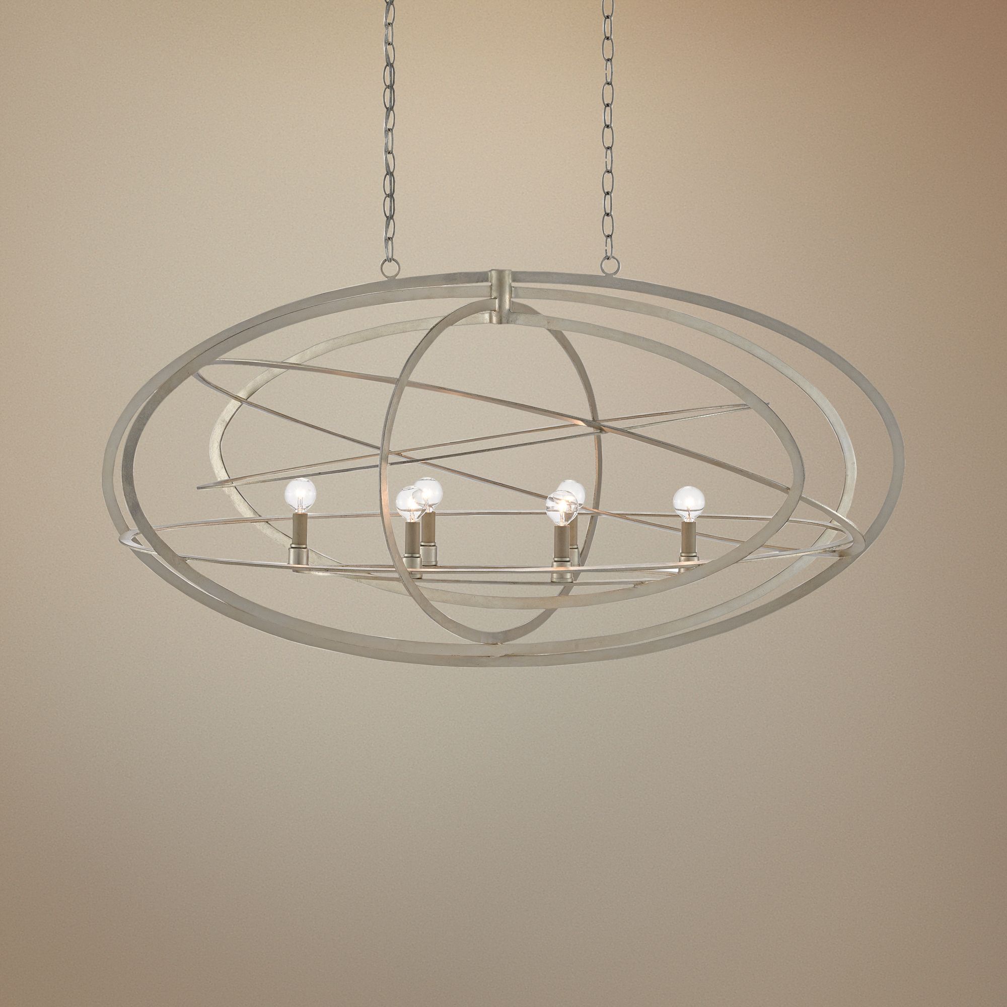 Octavius 48 1/2" Wide Silver Leaf 6-Light Oval Chandelier