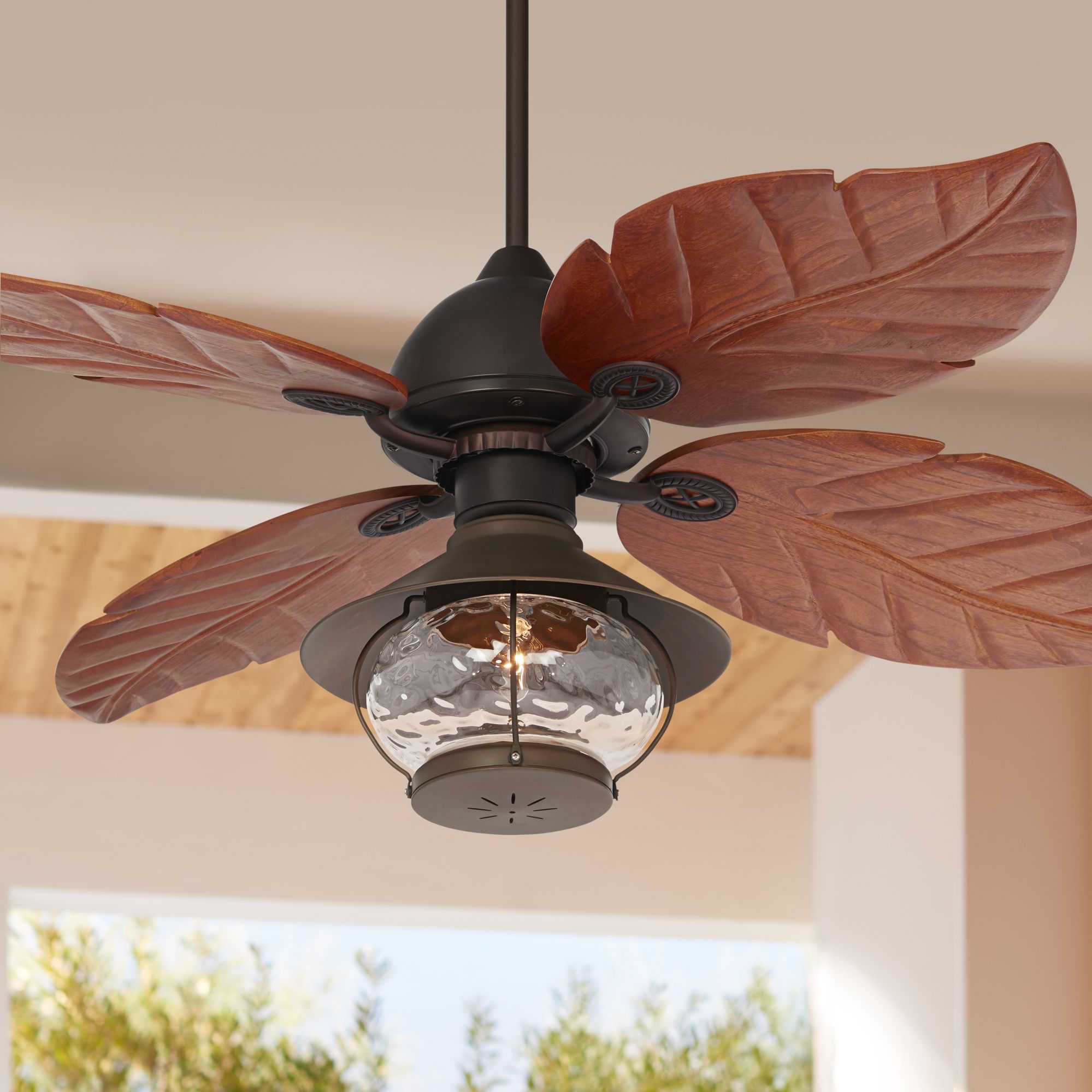 60 Casa Oak Creek Tropical Lantern Damp Led Ceiling Fan