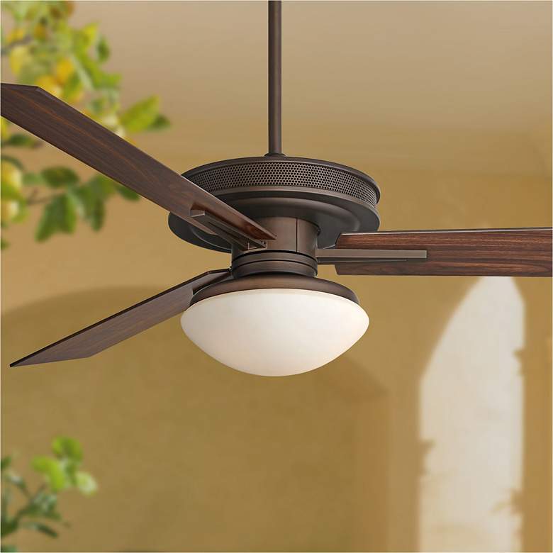 Image 1 60" Taladega Oil-Rubbed Bronze Damp Rated LED Ceiling Fan with Remote