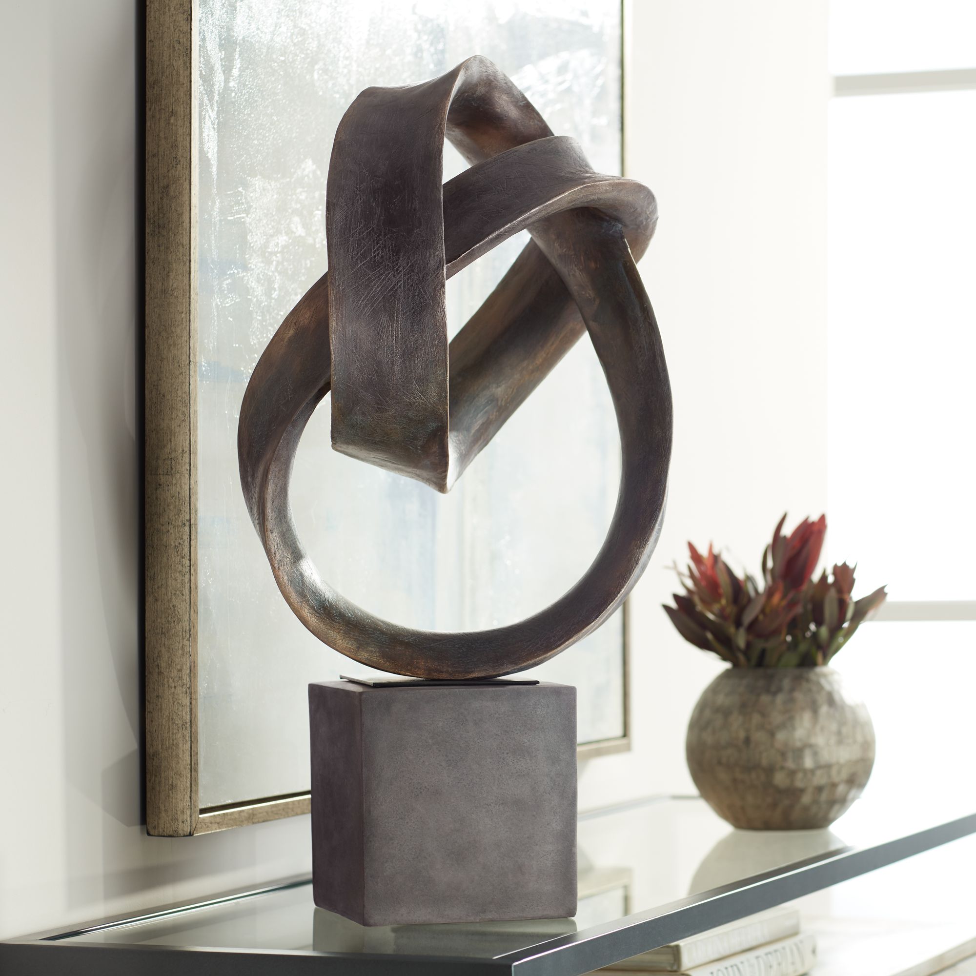 Tangled Copper and Black 26 1/2" High Antique Sculpture