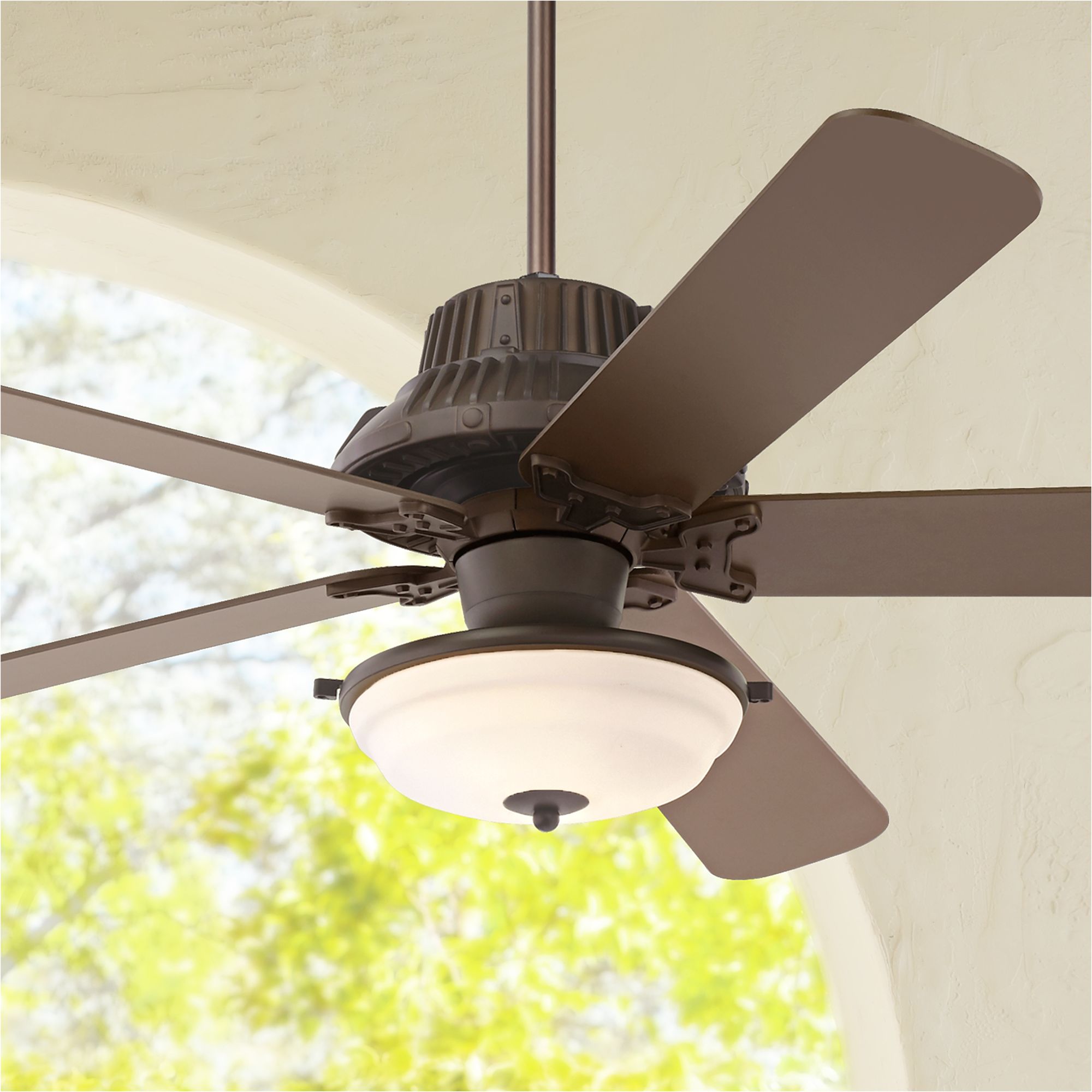 60" Industrial Forge Frosted Glass Outdoor LED Ceiling Fan