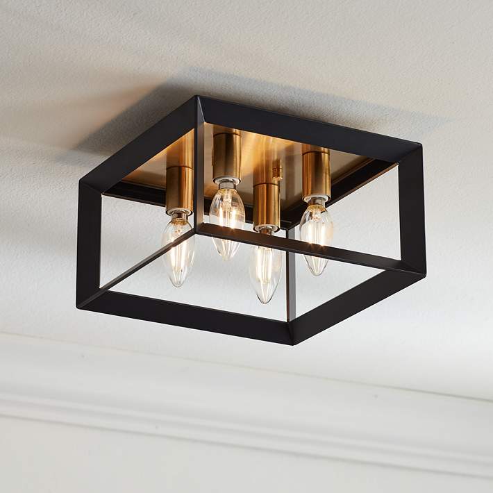 Possini Euro Gretna 10 W Boxed Black And Gold Ceiling Light
