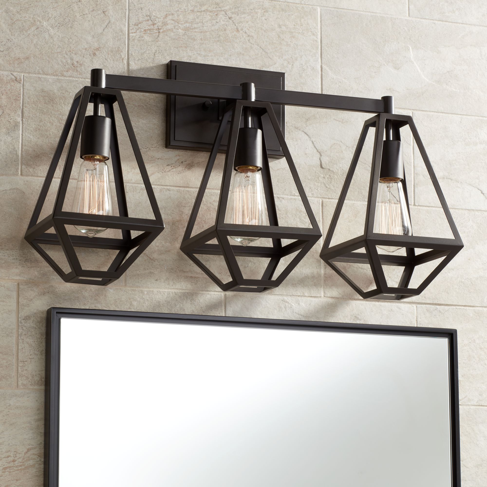 Possini Euro Noma 23"W Open Cage Bronze 3-Light Bath Light