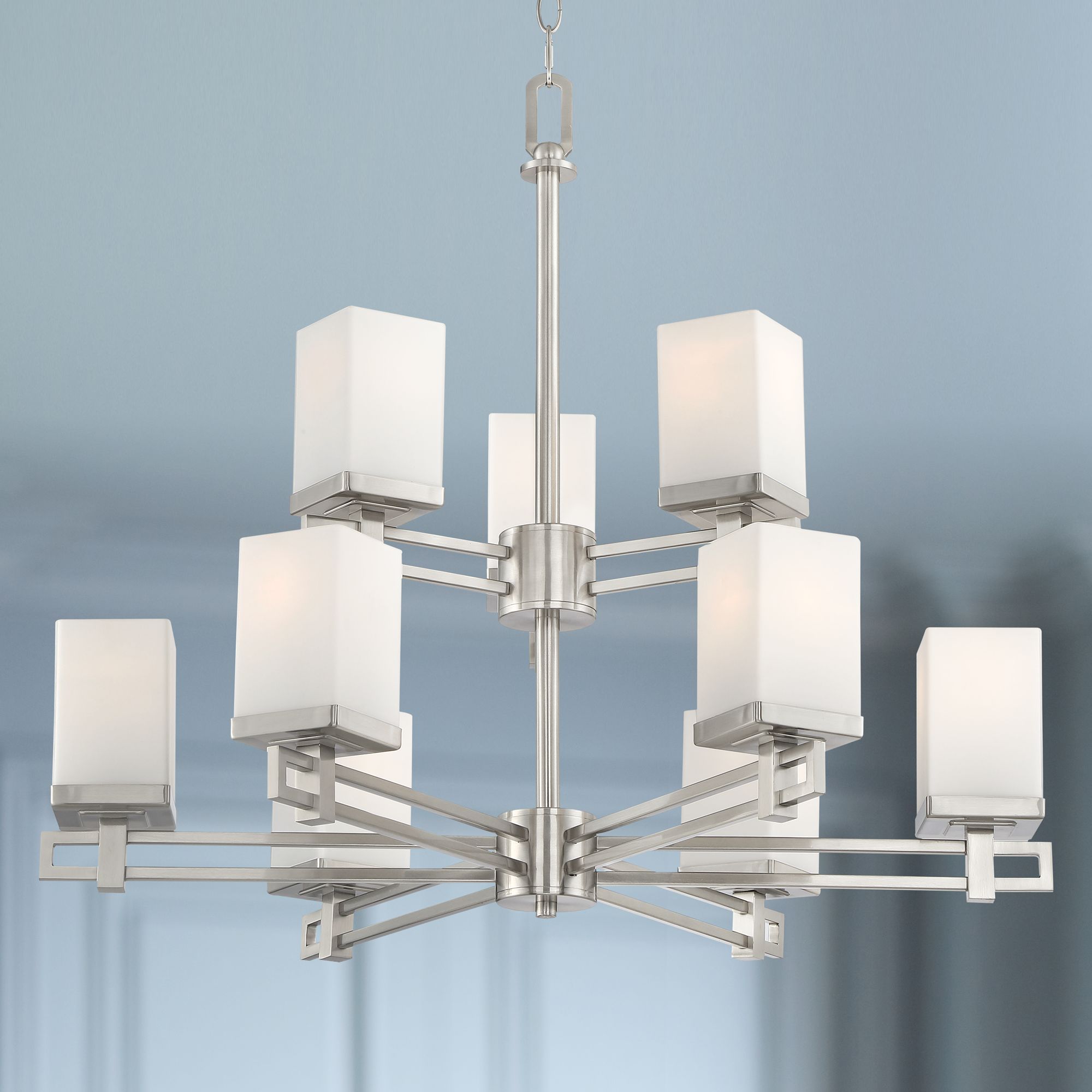 Mave 29 1/2" Wide Brushed Nickel 2-Tier 9-Light Chandelier