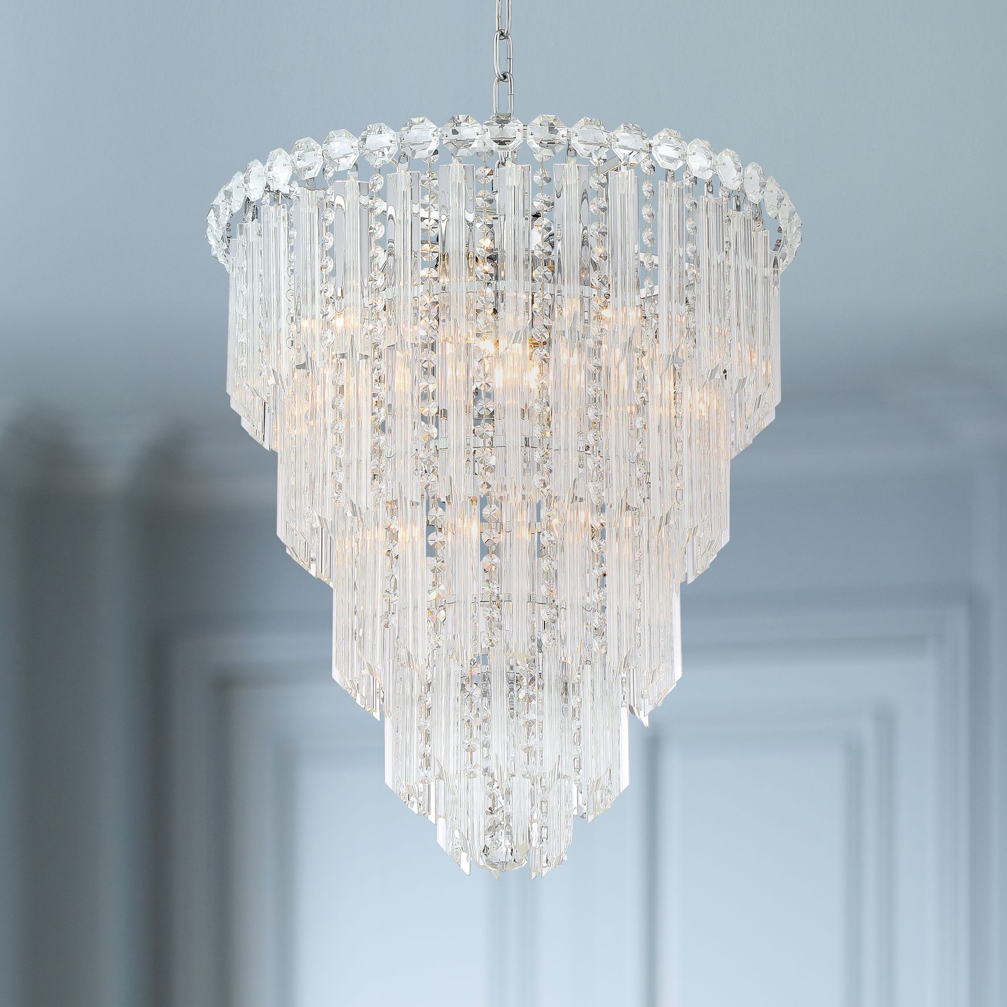 Valentina 19 1/2" Wide Chrome and Crystal 10-Light Chandelier