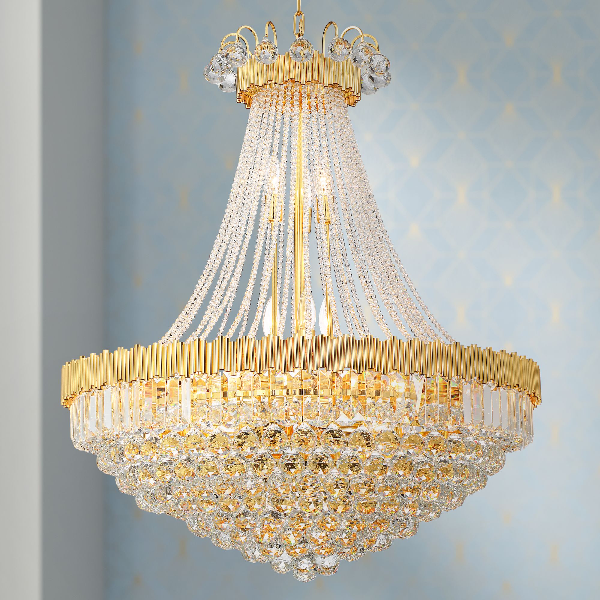 Valentina 31 1/4" Wide Gold and Crystal 24-Light Chandelier
