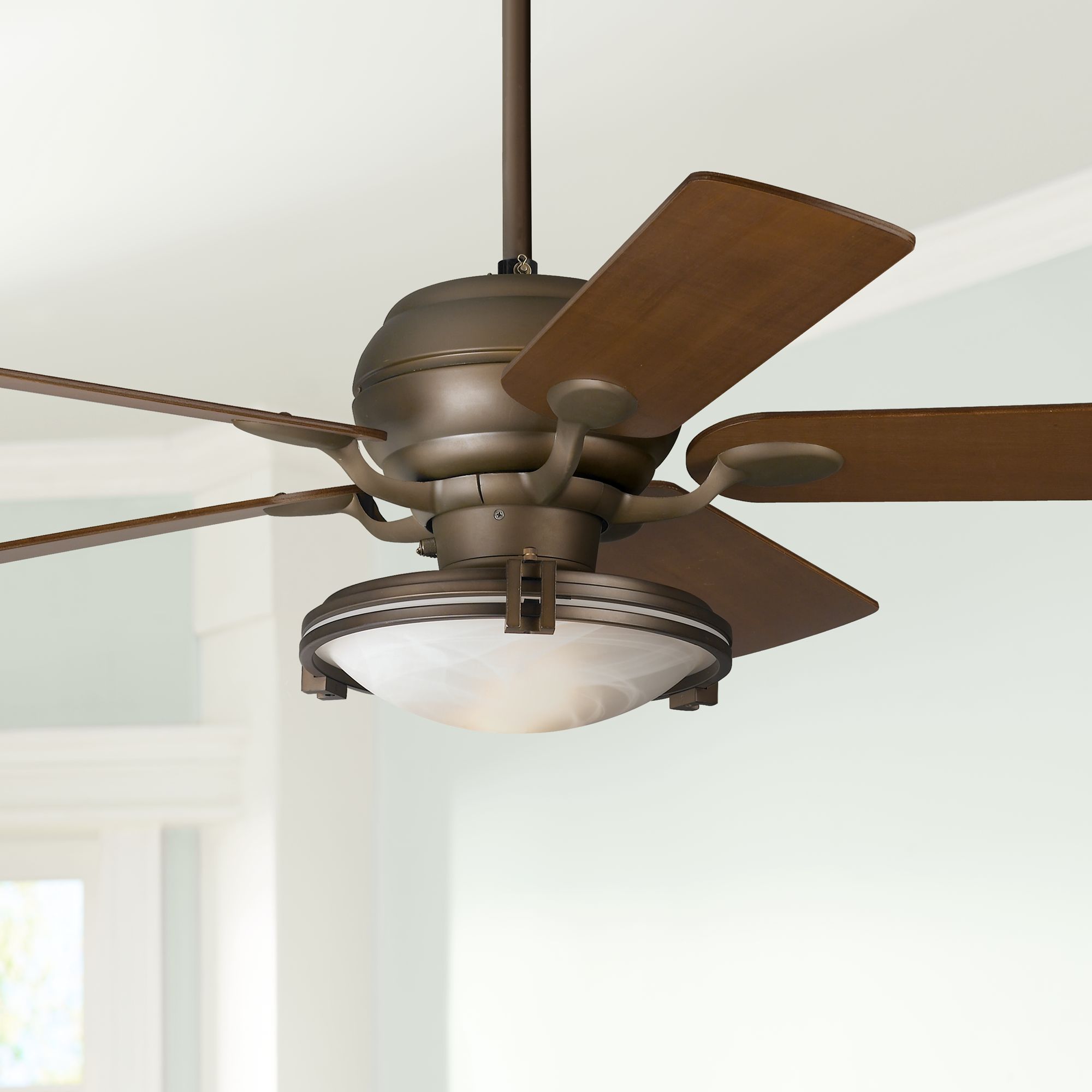52" Casa Optima Bronze and Alabaster Glass LED Ceiling Fan