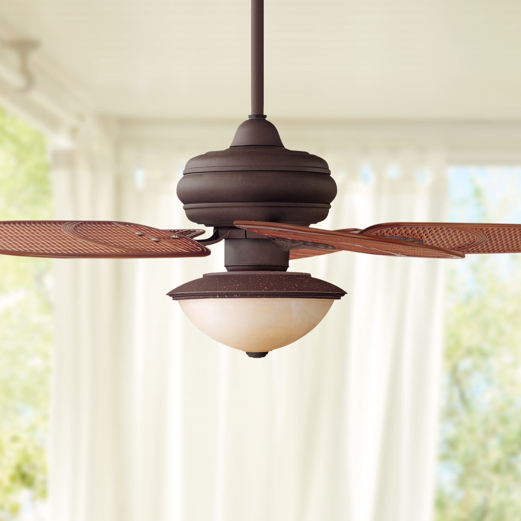 42" Casa Vieja Tropical Rust Frosted Glass LED Ceiling Fan