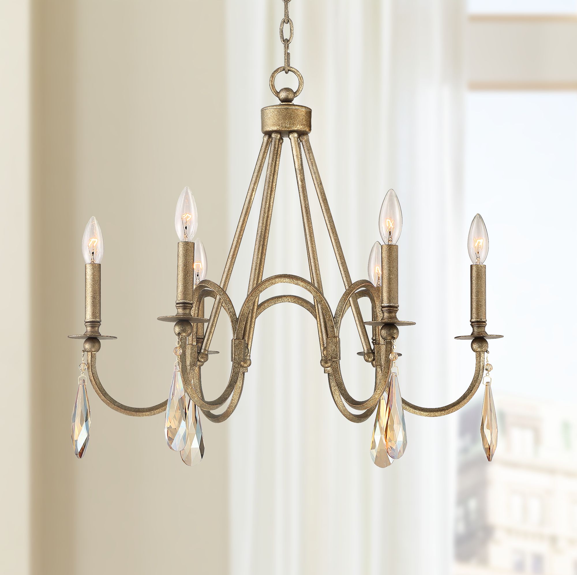 Aubree 24 1/2" Wide Burnished Gold 6-Light Chandelier