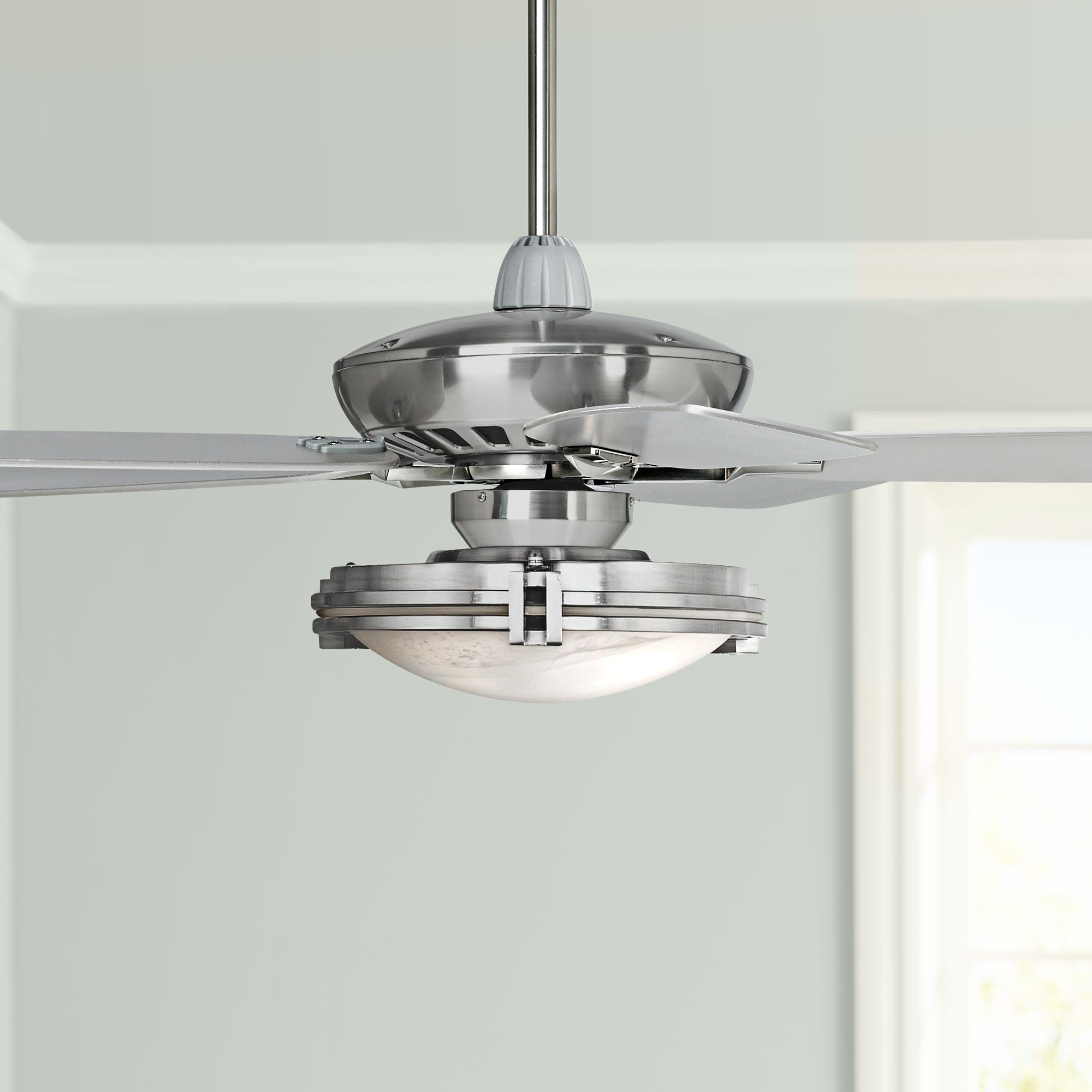 52 Journey Brushed Nickel Marbleized Glass Led Ceiling Fan
