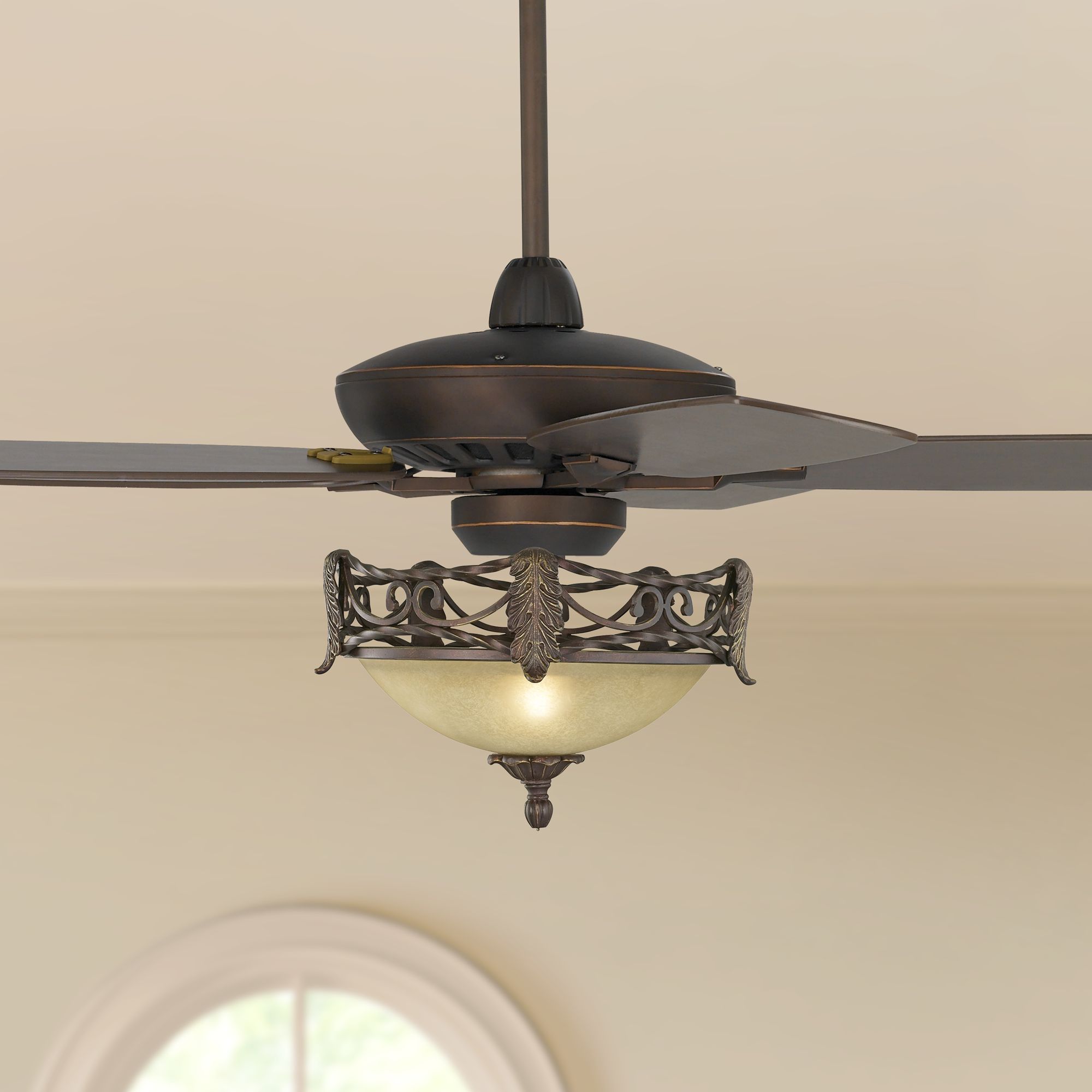 52" Journey Bronze and Scavo Glass Acanthus LED Ceiling Fan
