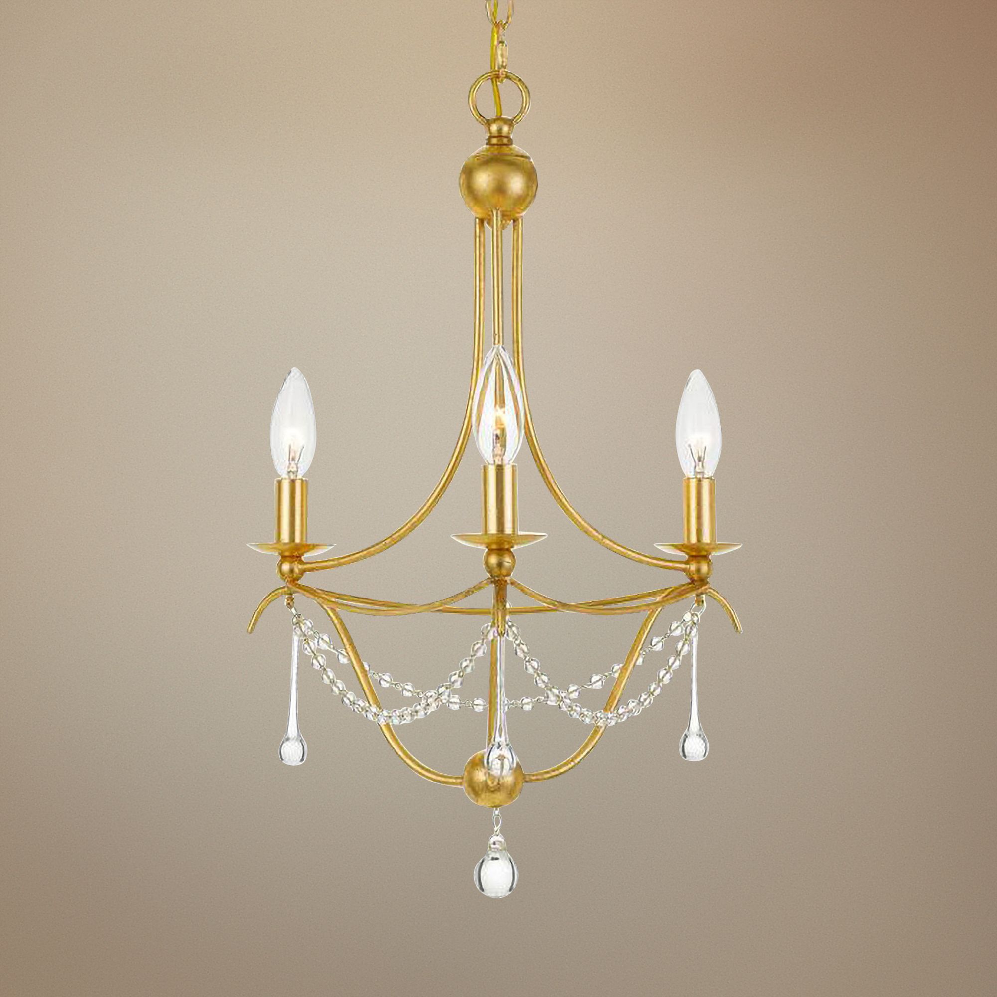 Crystorama Metro 15 1/2" W Antique Gold 3-Light Chandelier
