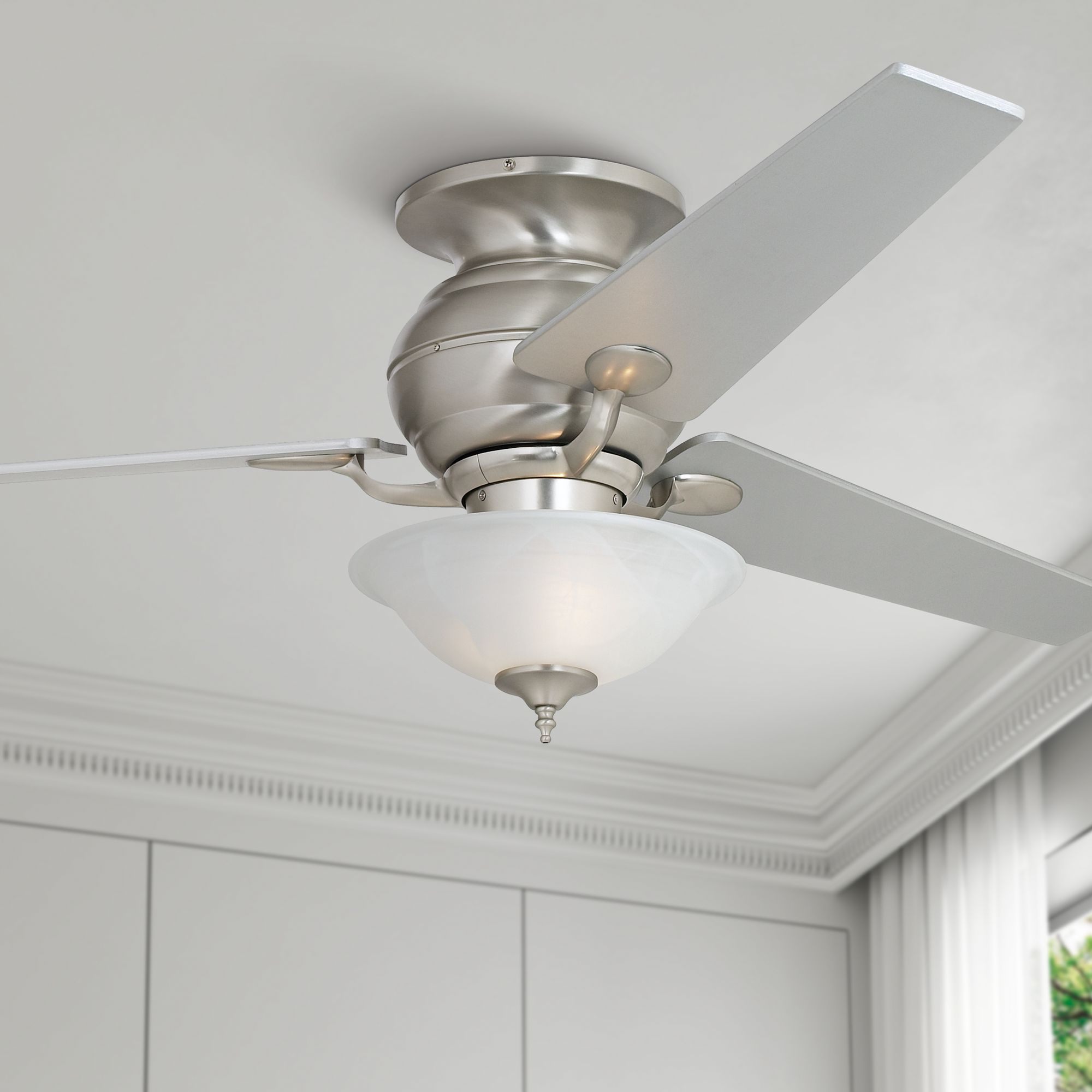 60" Spyder Tapered Blade Alabaster LED Hugger Ceiling Fan