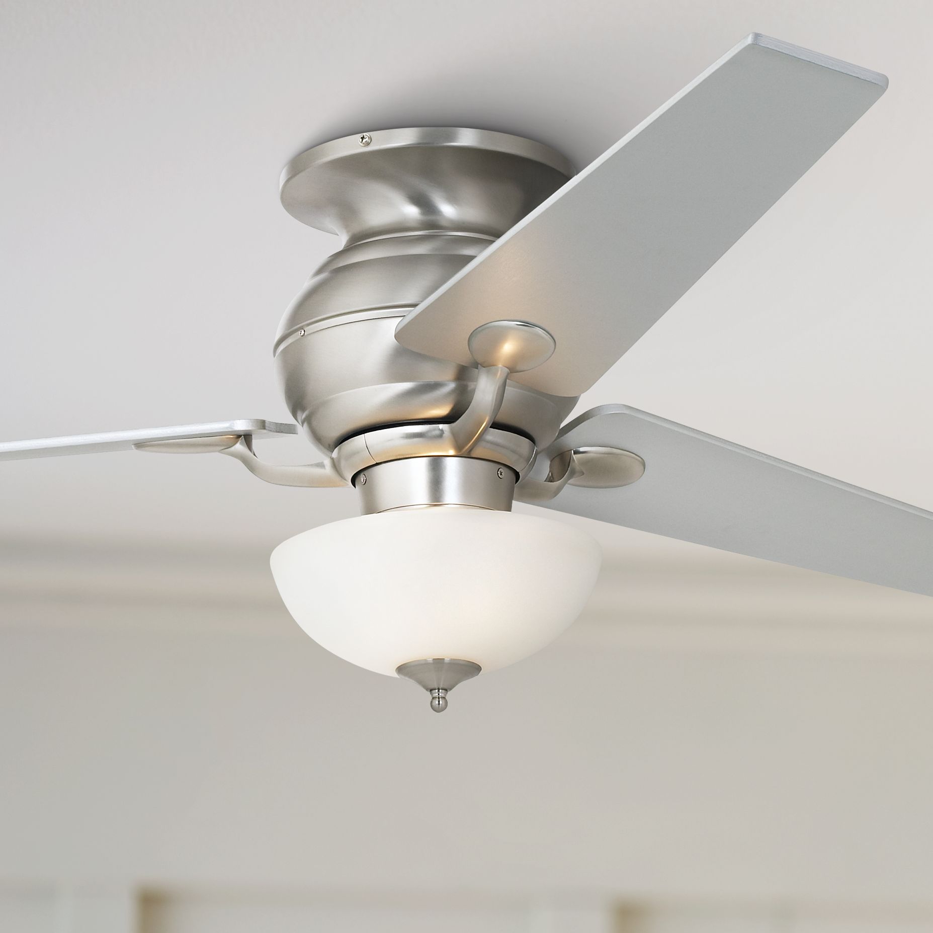 60" Spyder Tapered Blade White Glass LED Hugger Ceiling Fan