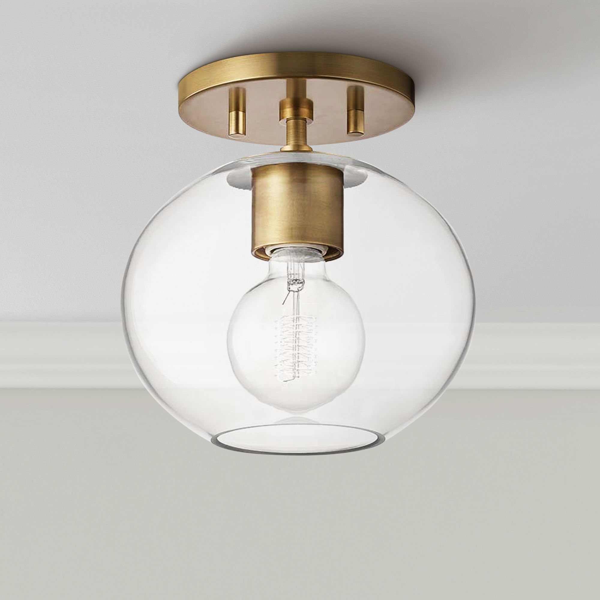 Mitzi Margot 8 1/4" Wide Aged Brass Ceiling Light