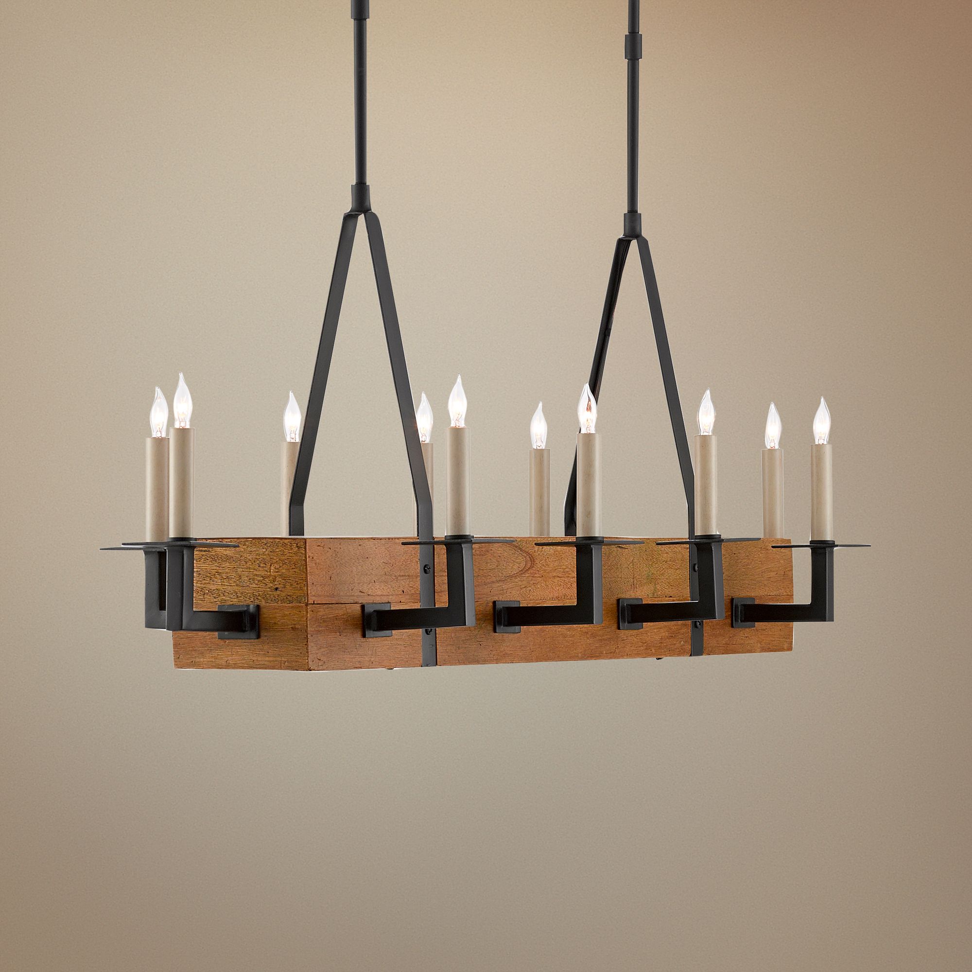 Saratoga 46 1/2"W Black Wood Kitchen Island Light Chandelier