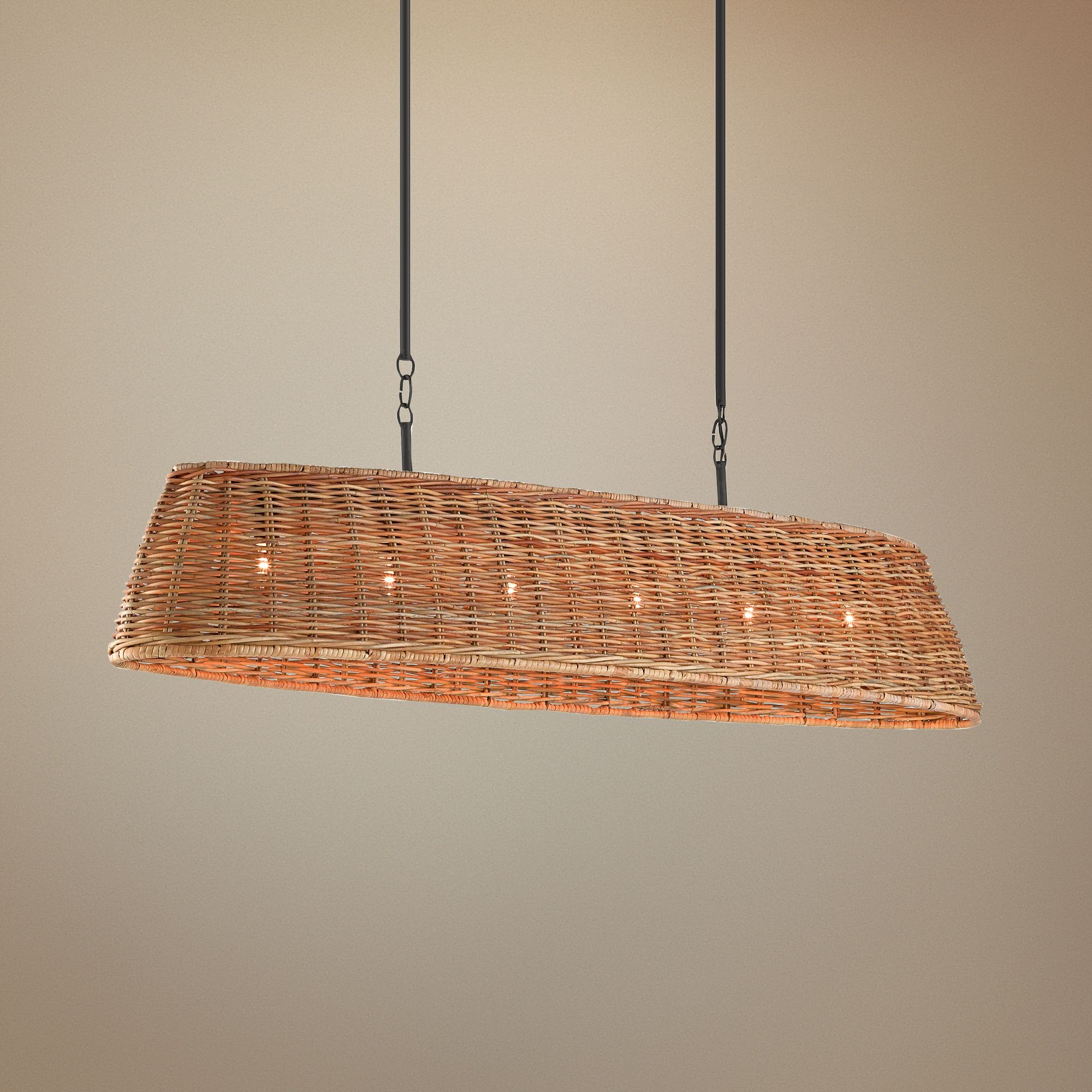 Basket 54 1/2" Wide Natural Arurog 6-Light Oval Chandelier