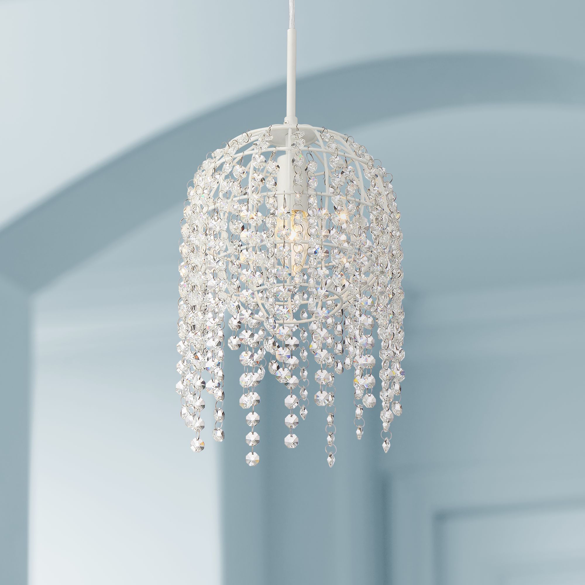 Elianne 7 3/4" Wide White and Crystal Mini Pendant Light